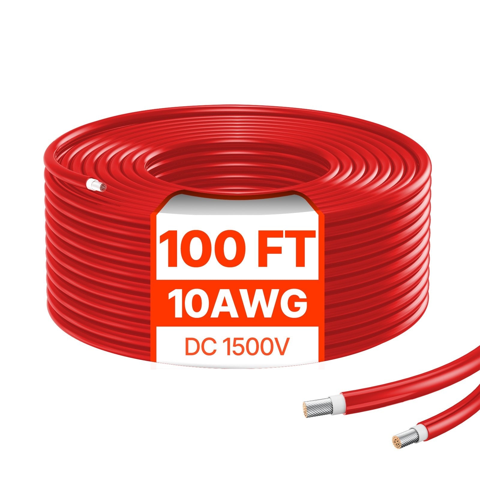 VEVOR 100FT Solar Panel Extension Cable 10AWG Waterproof PV 6mm² Cable Red 