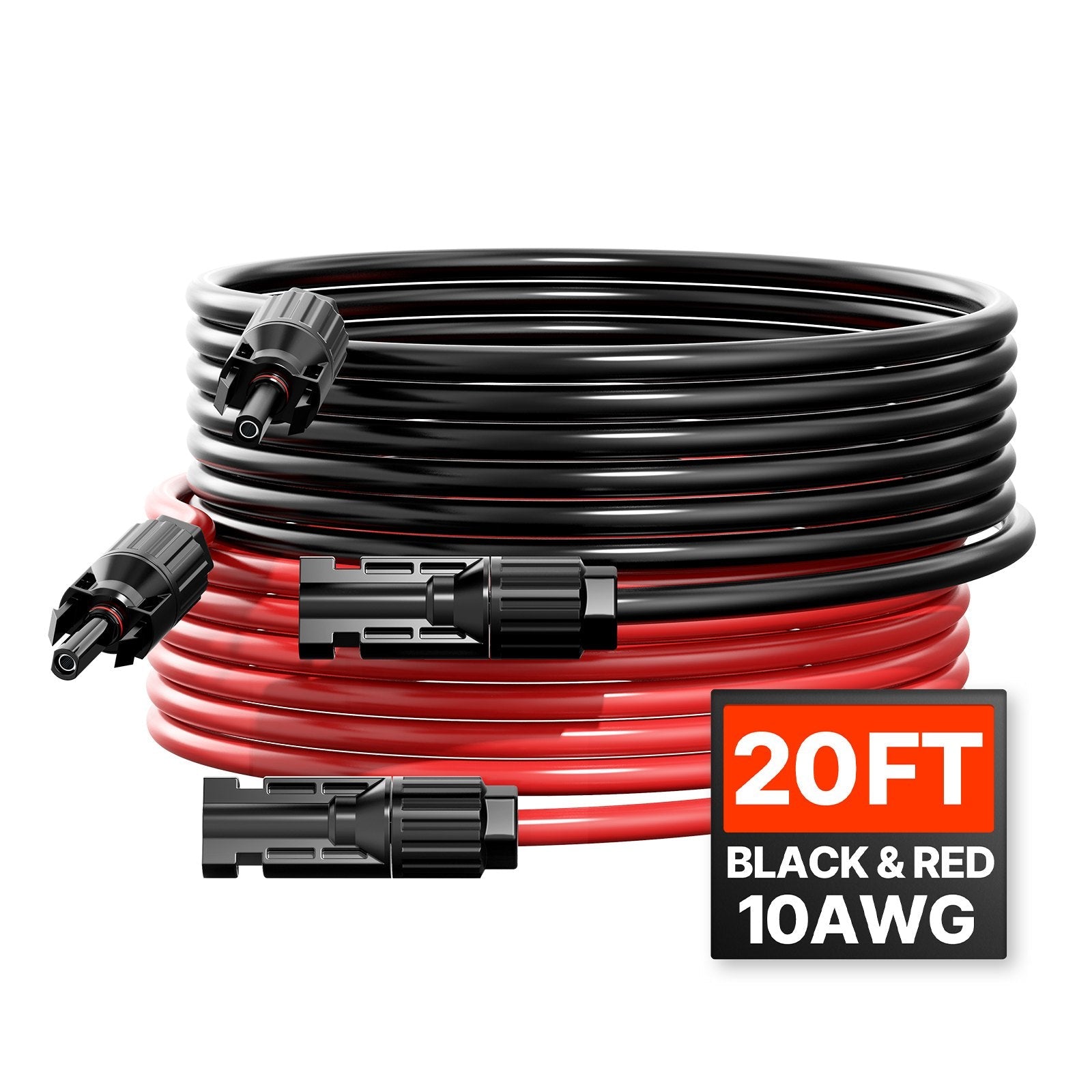 VEVOR 20FT Solar Panel Extension Wire with Female & Male Connectors 10AWG 1 Pair 