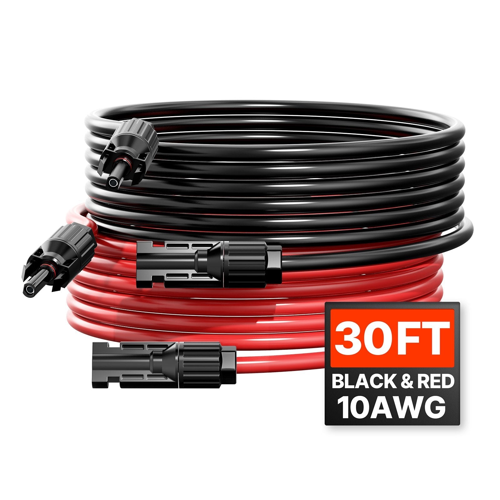 VEVOR 30FT Solar Panel Extension Wire with Female & Male Connectors 10AWG 1 Pair 