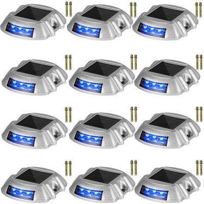 VEVOR Driveway Lights 12-Pack Solar Driveway Lights Bright Blue Solar Deck Lights Outdoor Waterproof Wireless Dock Lights 6 LEDs for Deck Dock Driveway Path Warning Garden Walkway Sidewalk Steps 