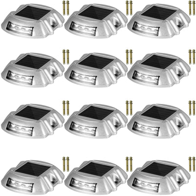VEVOR Driveway Lights 12-Pack Solar Driveway Lights Bright White with Screws Solar Deck Lights Outdoor Waterproof Wireless Dock Lights 6 LEDs for Path Warning Garden Walkway Sidewalk Steps 