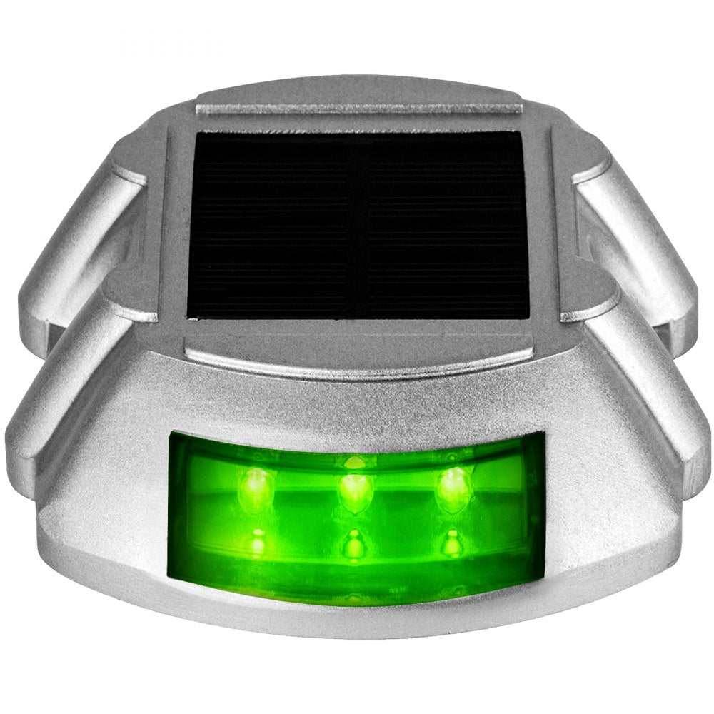 Vevor Driveway Lights, 4-Pack Solar Driveway Lights with Switch Button, Solar Deck Lights Waterproof, Wireless Dock Lights 6 LEDs for Path Warning Garden Walkway Sidewalk Steps, LED Bright Green 