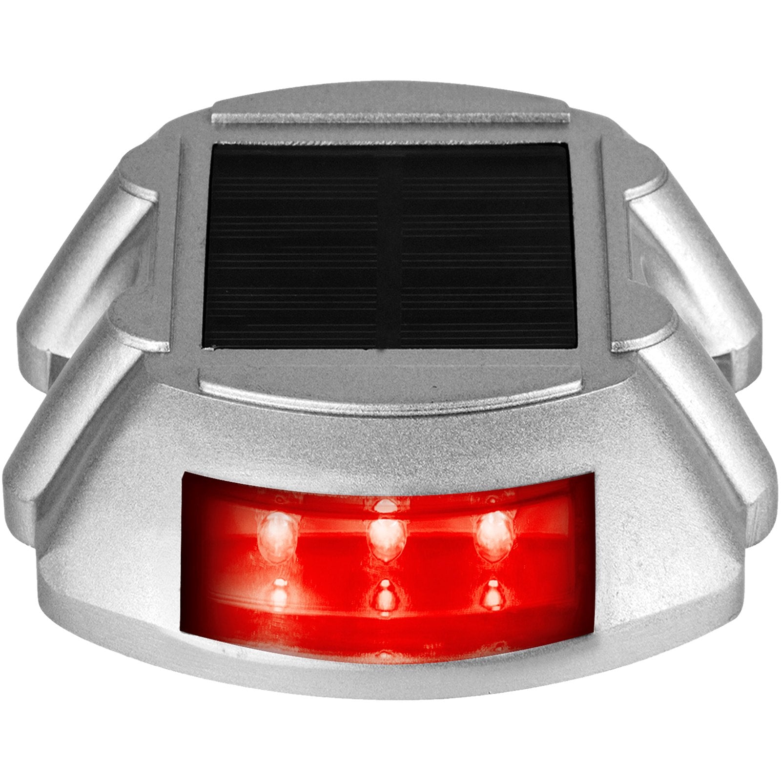 Vevor Driveway Lights, 8-Pack Solar Driveway Lights with Switch Button, Solar Deck Lights Waterproof, Wireless Dock Lights 6 LEDs for Path Warning Garden Walkway Sidewalk Steps, LED Bright Red 