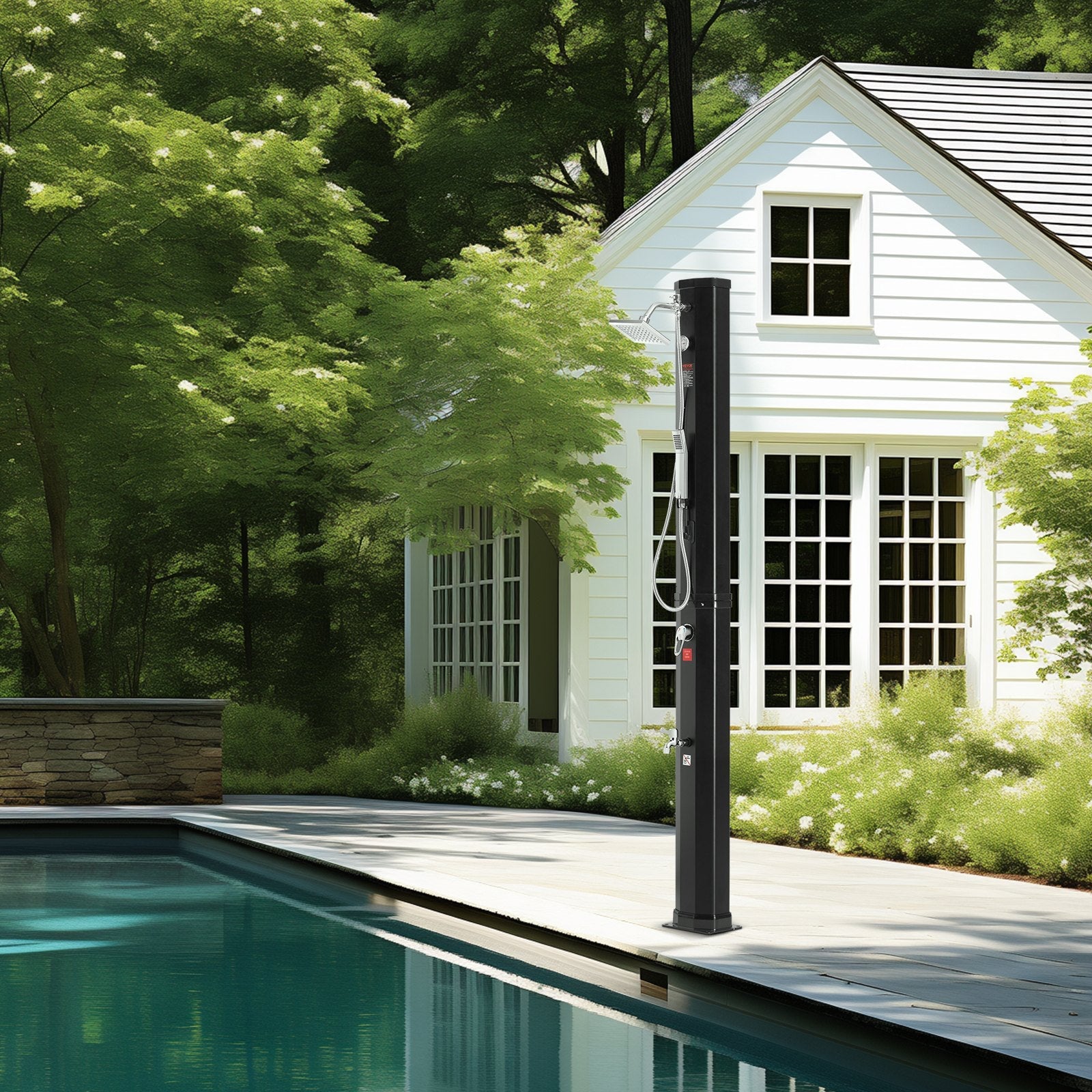 VEVOR Outdoor Solar Heated Shower, 10.57 Gallon Poolside Shower Kit with 2 Shower Head and Foot Shower Tap, Handheld/Hanging Two Modes Fast Assembly for Outdoor Backyard Poolside Beach Spa 