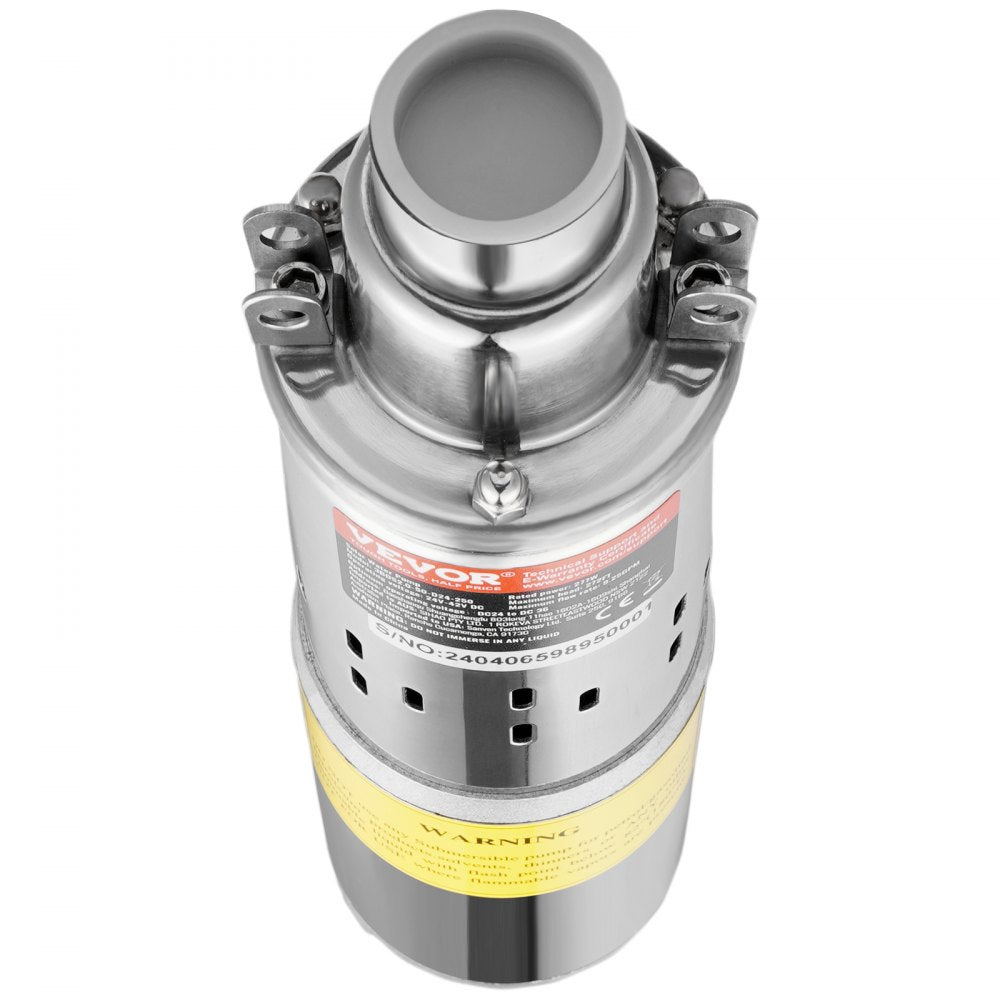VEVOR Solar Water Pump, 24V DC 277W Submersible Deep Well Pump, Max Flow 9.25 GPM, Max Head 272 ft, Max Submersion 65.6 ft, Solar Powered Water Pump for Well, Farm Ranch Irrigation, Livestock Drinking 