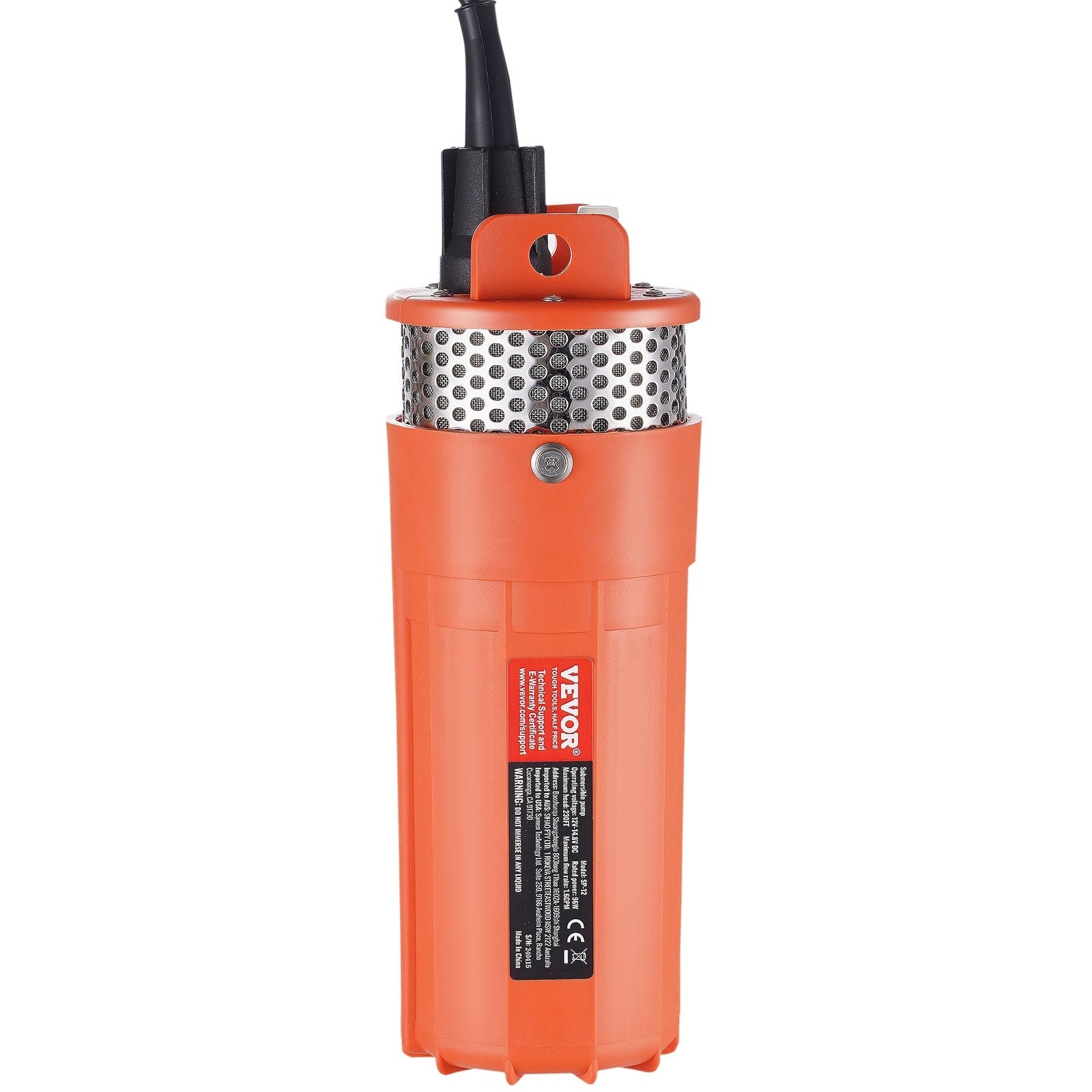 VEVOR Solar Water Pump, 12V DC 96W Submersible Deep Well Pump, Max Flow 1.6 GPM, Max Head 230 ft, Max Submersion 98.4 ft, Solar Powered Water Pump for Well, Farm Ranch Irrigation, Livestock Drinking 