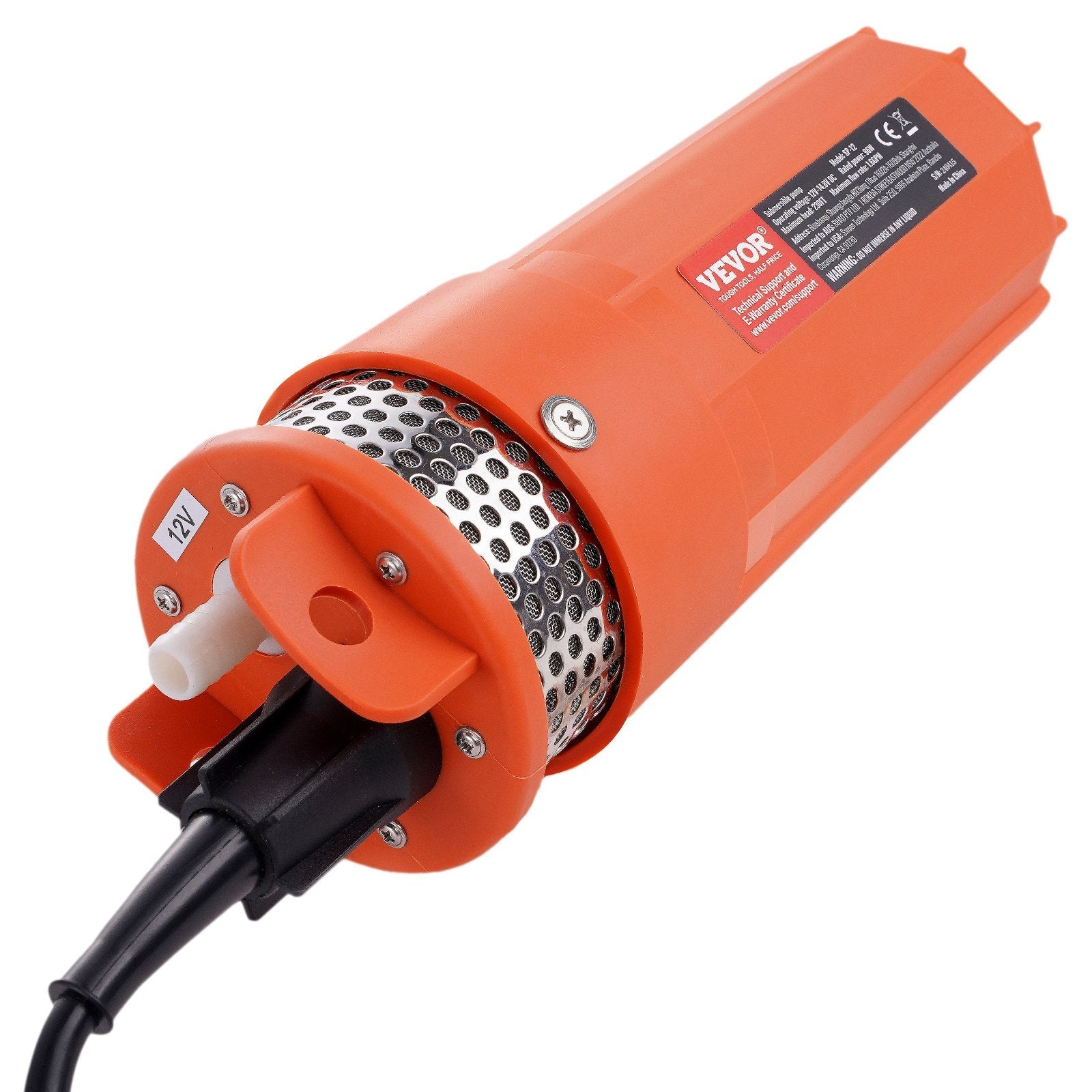 VEVOR Solar Water Pump, 12V DC 96W Submersible Deep Well Pump, Max Flow 1.6 GPM, Max Head 230 ft, Max Submersion 98.4 ft, Solar Powered Water Pump for Well, Farm Ranch Irrigation, Livestock Drinking 