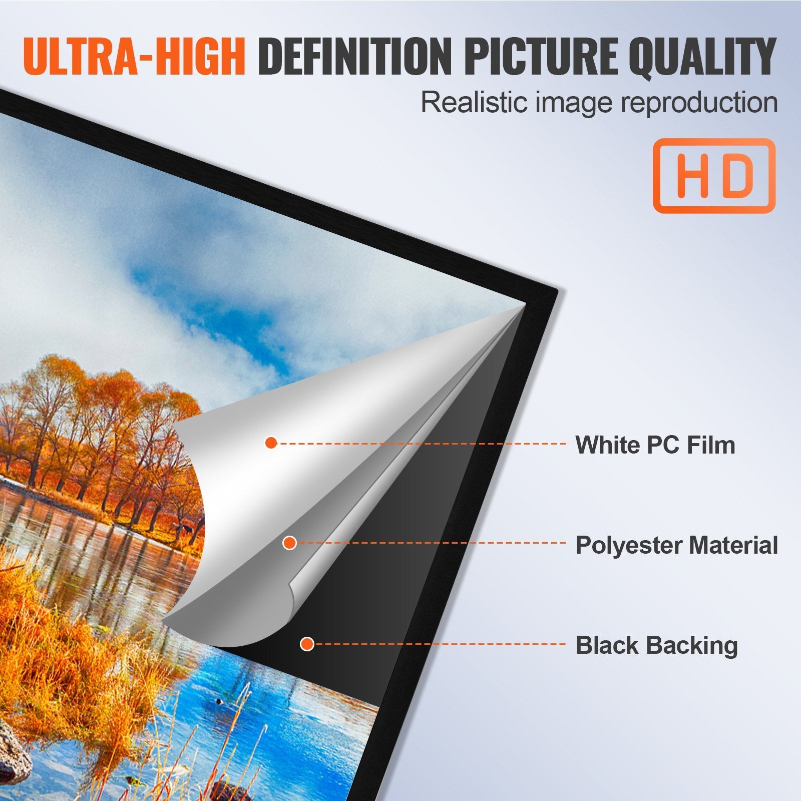 120" 16:9 Projector Screen Fixed Frame 4K HDTV Movie Theater 3D 