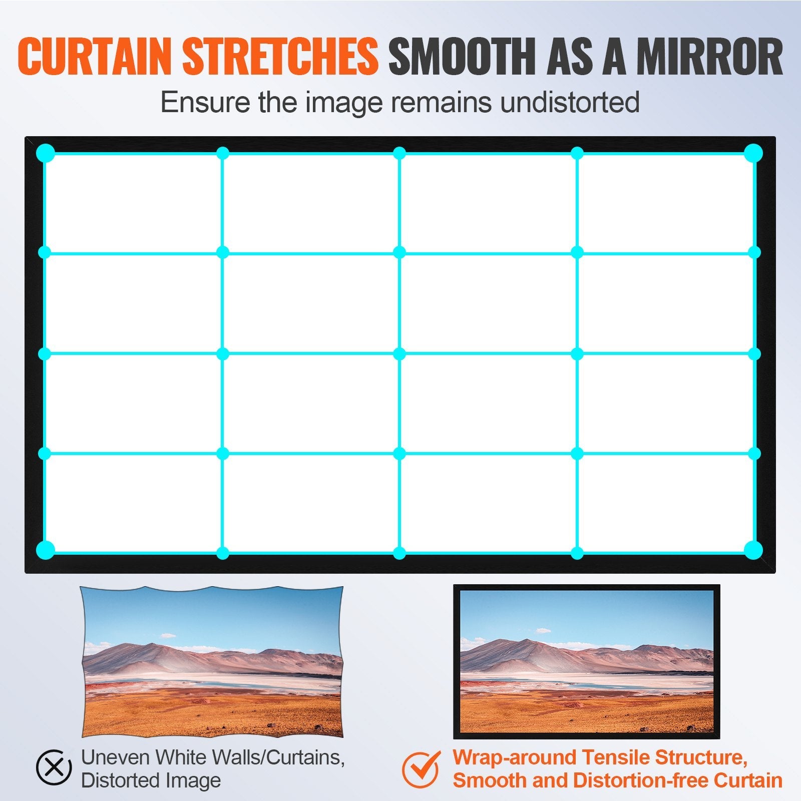 120" 16:9 Projector Screen Fixed Frame 4K HDTV Movie Theater 3D 