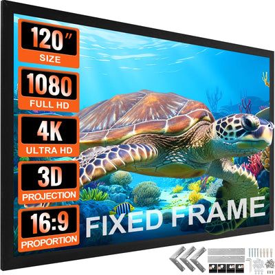 120" 16:9 Projector Screen Fixed Frame 4K HDTV Movie Theater 3D 