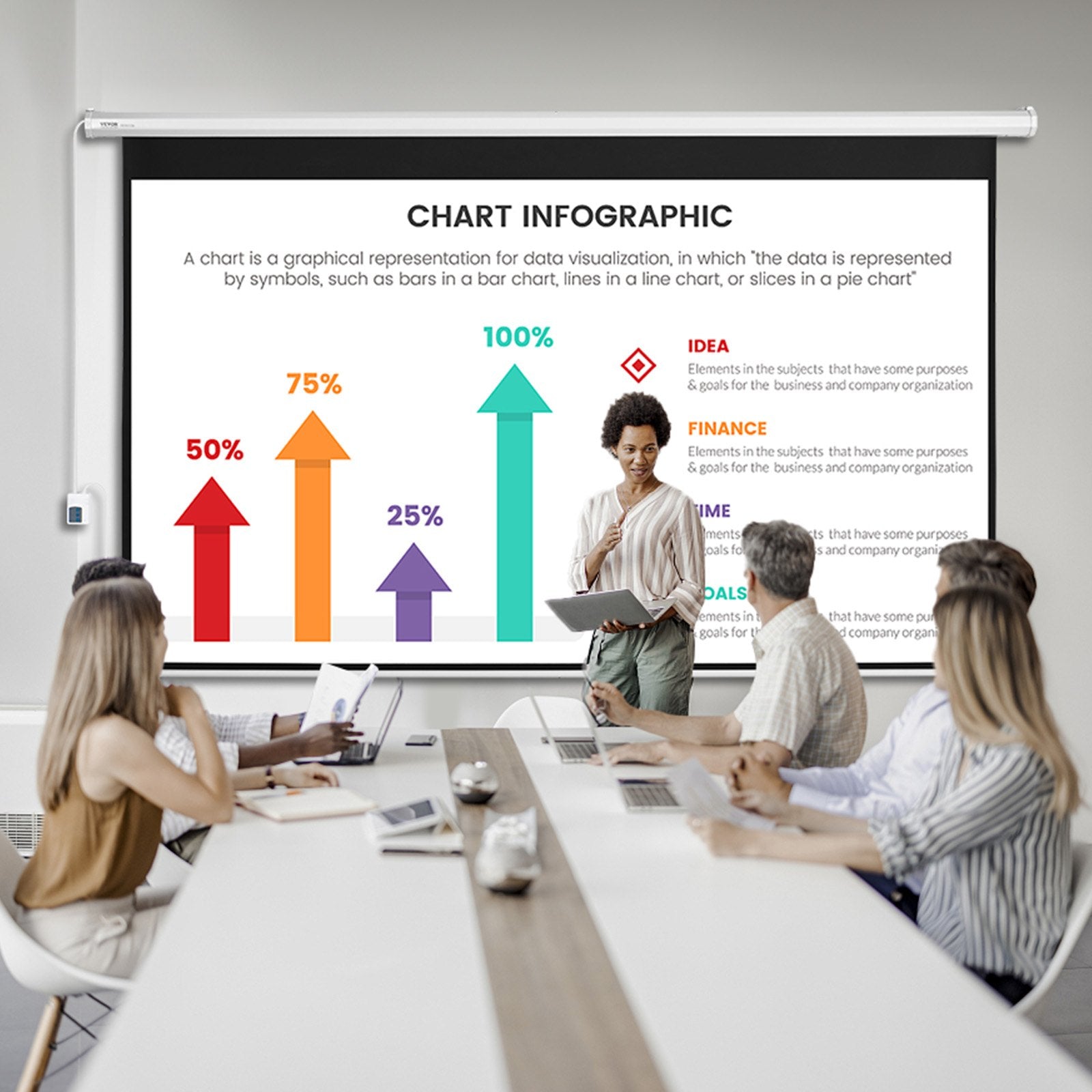 VEVOR Motorized Projector Screen, 120 inch 16:9 4K 1080 HD Electric Projector Screen, Automatic Projection Screen with Remote Control, Wall Mount Movie Screen for Family Home Office Theater 