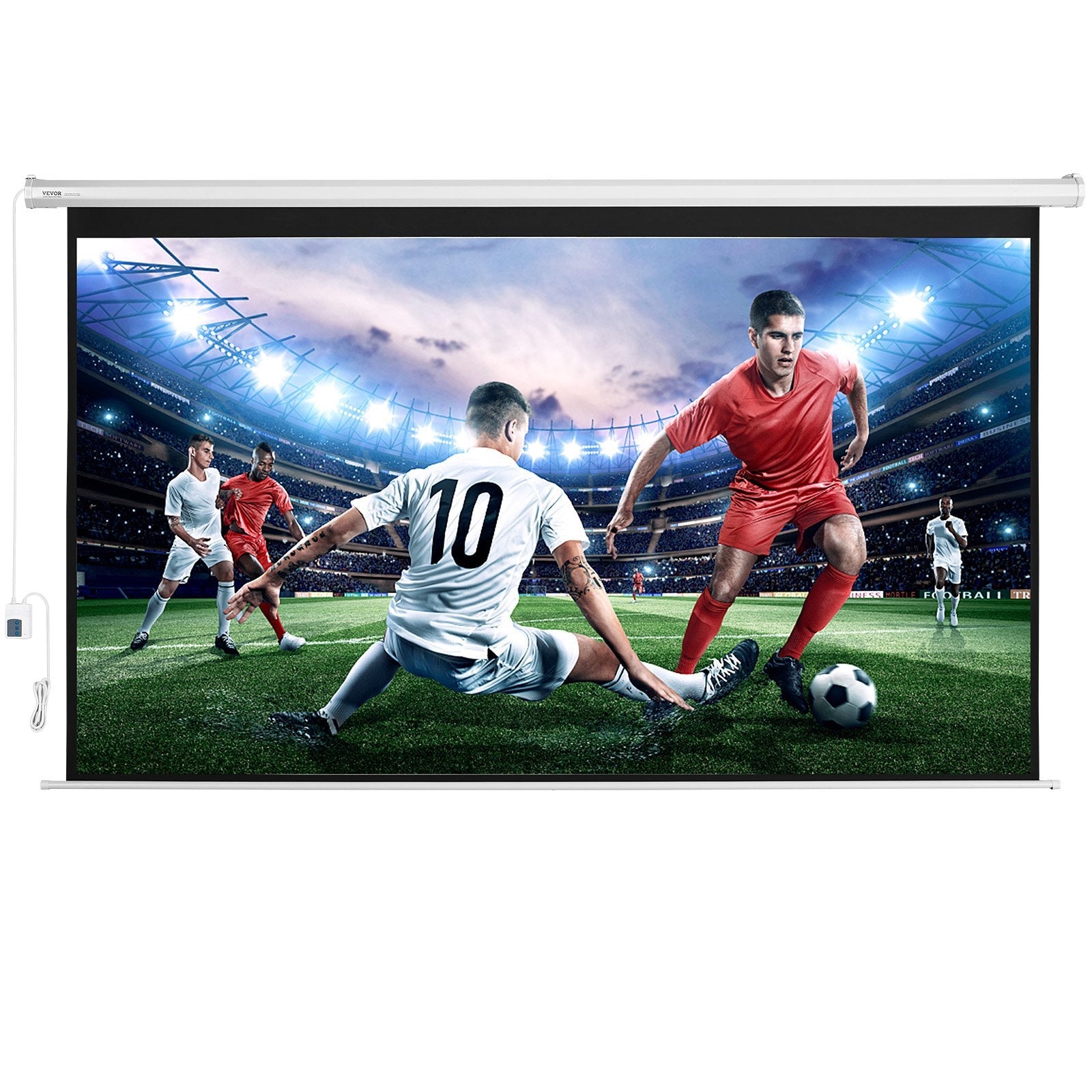 VEVOR Motorized Projector Screen, 120 inch 16:9 4K 1080 HD Electric Projector Screen, Automatic Projection Screen with Remote Control, Wall Mount Movie Screen for Family Home Office Theater 