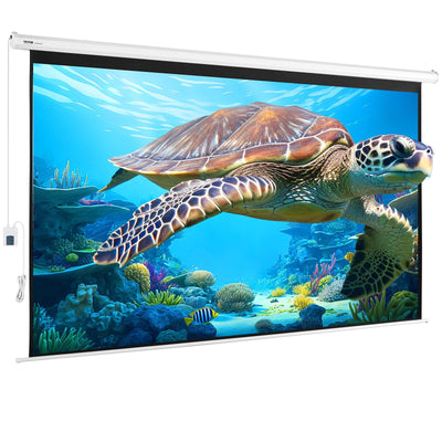 VEVOR Motorized Projector Screen, 120 inch 16:9 4K 1080 HD Electric Projector Screen, Automatic Projection Screen with Remote Control, Wall Mount Movie Screen for Family Home Office Theater 