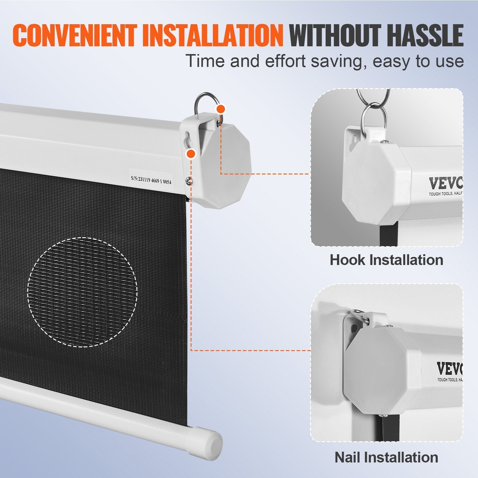 VEVOR Manual Pull Down Projector Screen, 100 inch 16:9 4K 1080 HD Retractable Projector Screen, Auto-Locking Portable Projection Screen, Portable Projector Movie Screen for Family Home Office Theater 