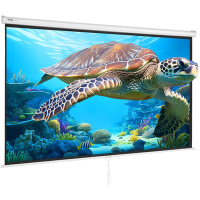 VEVOR Manual Pull Down Projector Screen, 100 inch 16:9 4K 1080 HD Retractable Projector Screen, Auto-Locking Portable Projection Screen, Portable Projector Movie Screen for Family Home Office Theater 