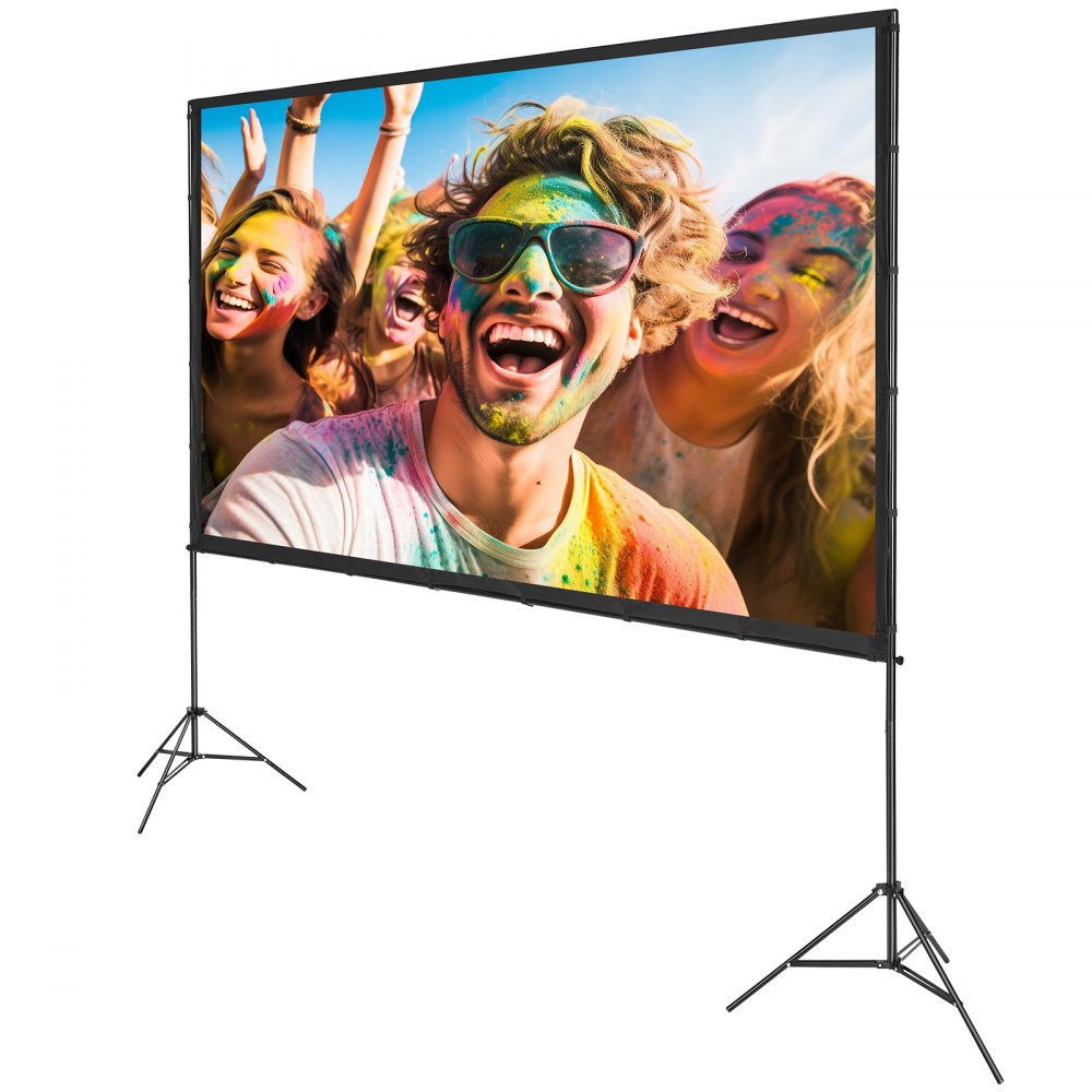 VEVOR Projector Screen with Stand, 120 inch 16:9 4K 1080 HD Outdoor Movie Screen with Stand, Wrinkle-Free Projection Screen with Tripods and Carry Bag, for Home Theater Cinema Backyard Movie Night 