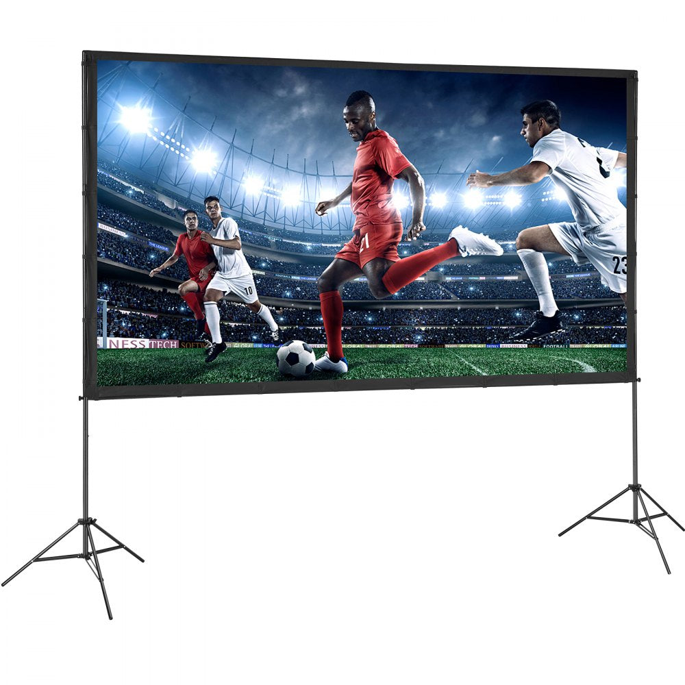 VEVOR Projector Screen with Stand, 120 inch 16:9 4K 1080 HD Outdoor Movie Screen with Stand, Wrinkle-Free Projection Screen with Tripods and Carry Bag, for Home Theater Cinema Backyard Movie Night 