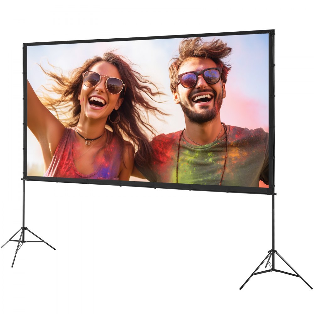 VEVOR Projector Screen with Stand, 120 inch 16:9 4K 1080 HD Outdoor Movie Screen with Stand, Wrinkle-Free Projection Screen with Tripods and Carry Bag, for Home Theater Cinema Backyard Movie Night 