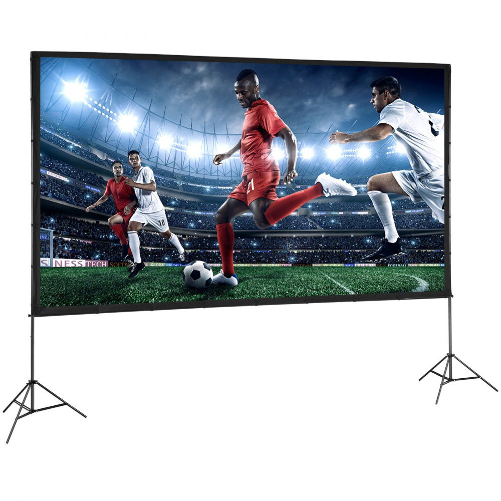 VEVOR Projector Screen with Stand, 150 inch 16:9 4K 1080 HD Outdoor Movie Screen with Stand, Wrinkle-Free Projection Screen with Tripods and Carry Bag, for Home Theater Cinema Backyard Movie Night 