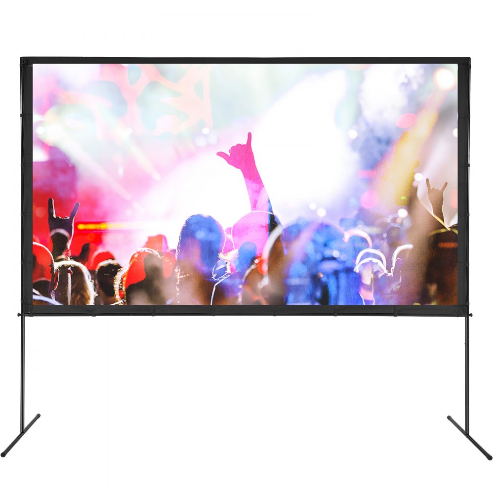 VEVOR Projector Screen with Stand, 120 inch 16:9 4K 1080 HD Outdoor Movie Screen with Stand, Wrinkle-Free Projection Screen with Bar Feet and Carry Bag, for Home Theater Cinema Backyard Movie Night 