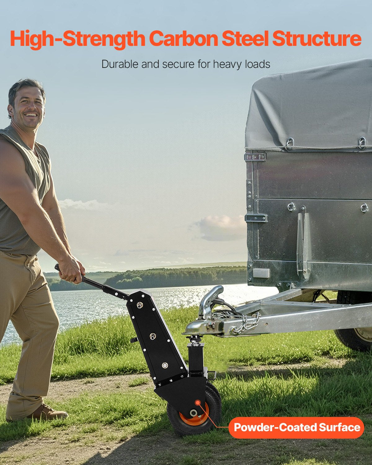 300lbs Adjustable Trailer Dolly 16.5 and 22 in Height 1-7/8 and 2 in Balls 