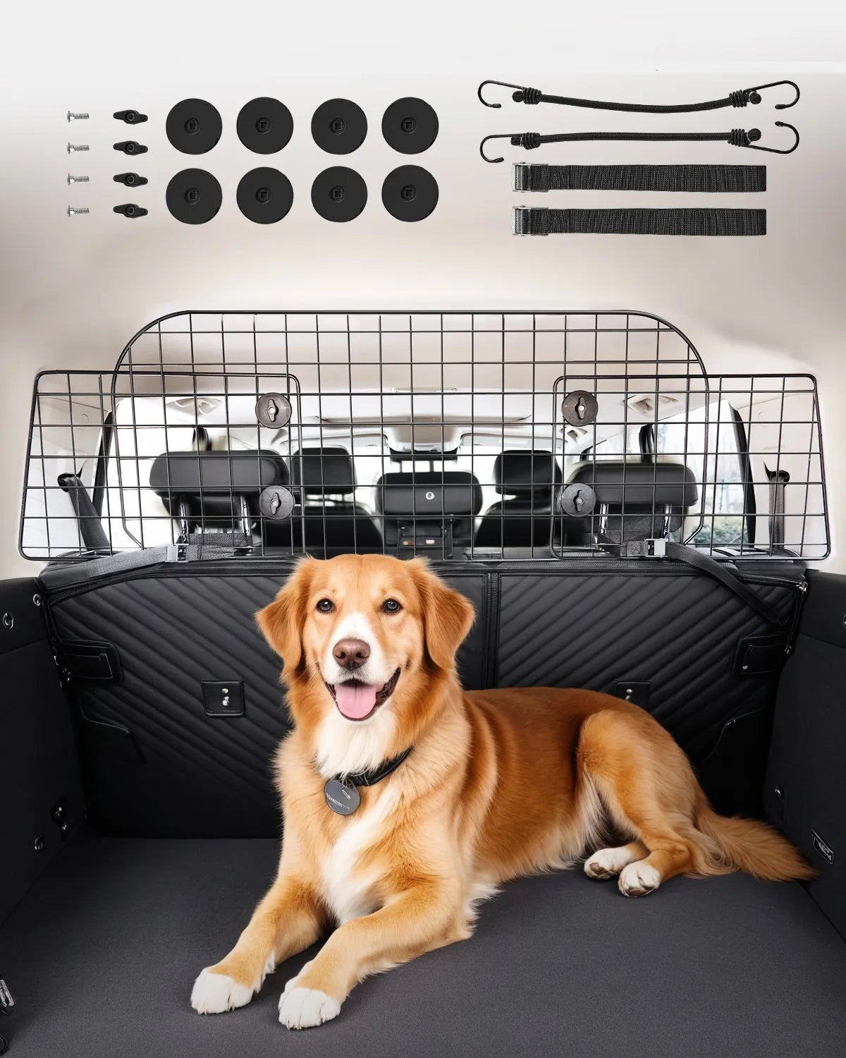 VEVOR Dog Car Barrier 35.4"-60.6" Adjustable Pet Divider Gate for Cargo Area