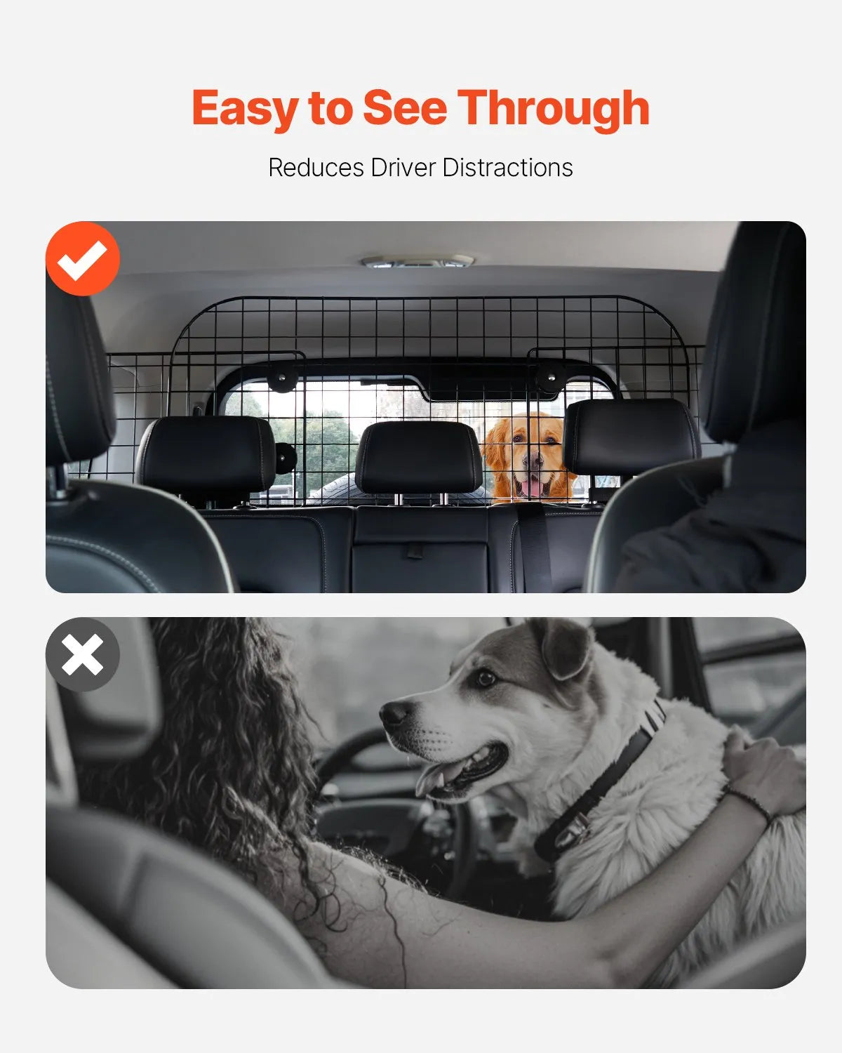 VEVOR Dog Car Barrier 38"-66.3" Adjustable Pet Divider Gate for Cargo Area
