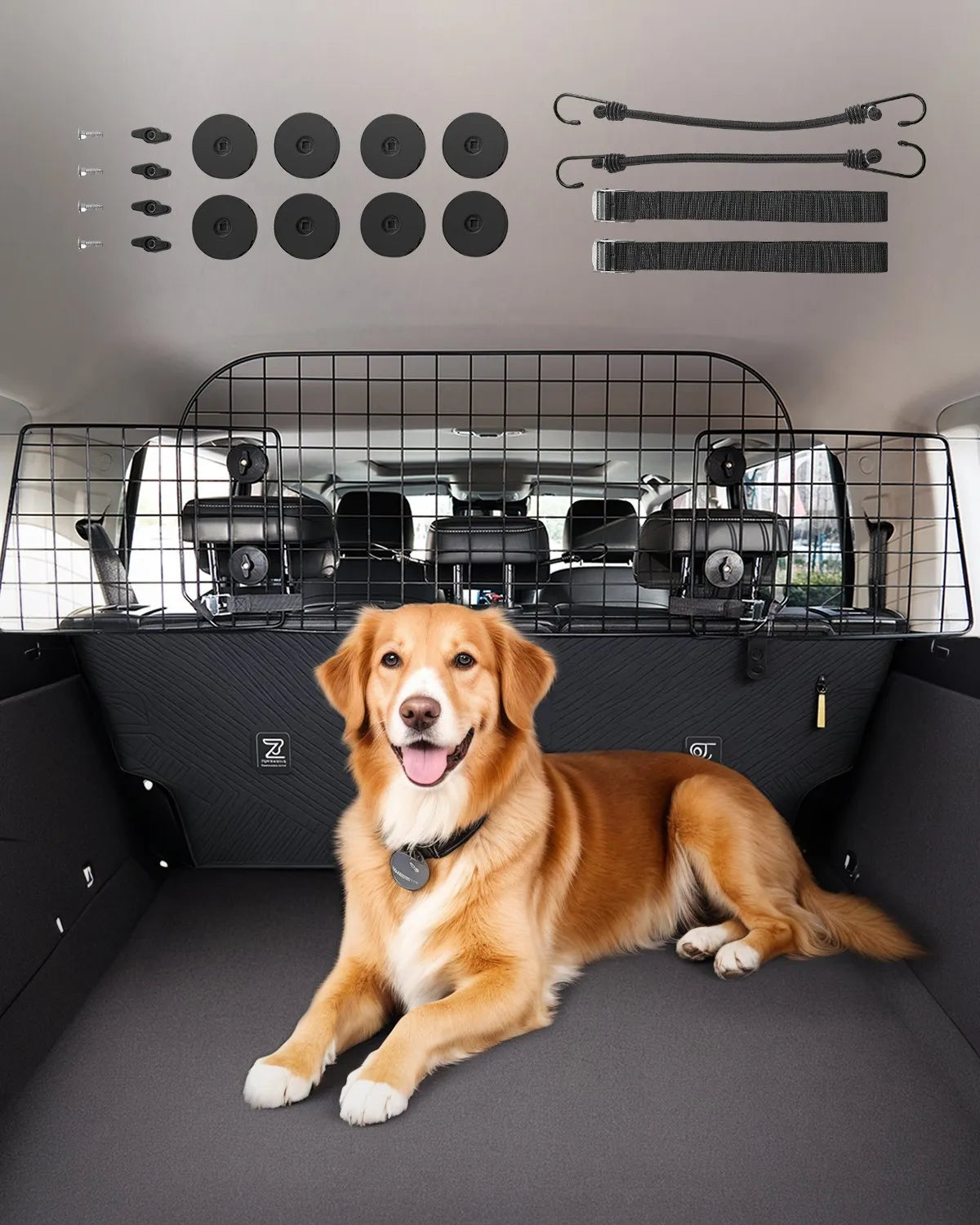 VEVOR Dog Car Barrier 38"-66.3" Adjustable Pet Divider Gate for Cargo Area