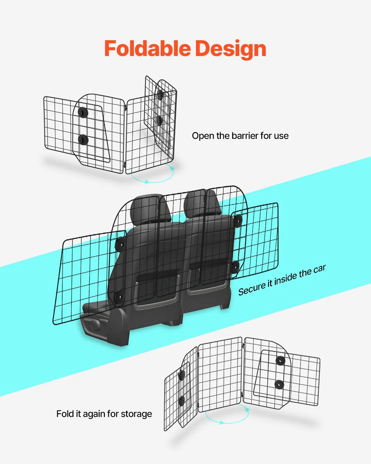 VEVOR Dog Car Barrier 38.5"-61.6" Adjustable Pet Divider Gate for Cargo Area