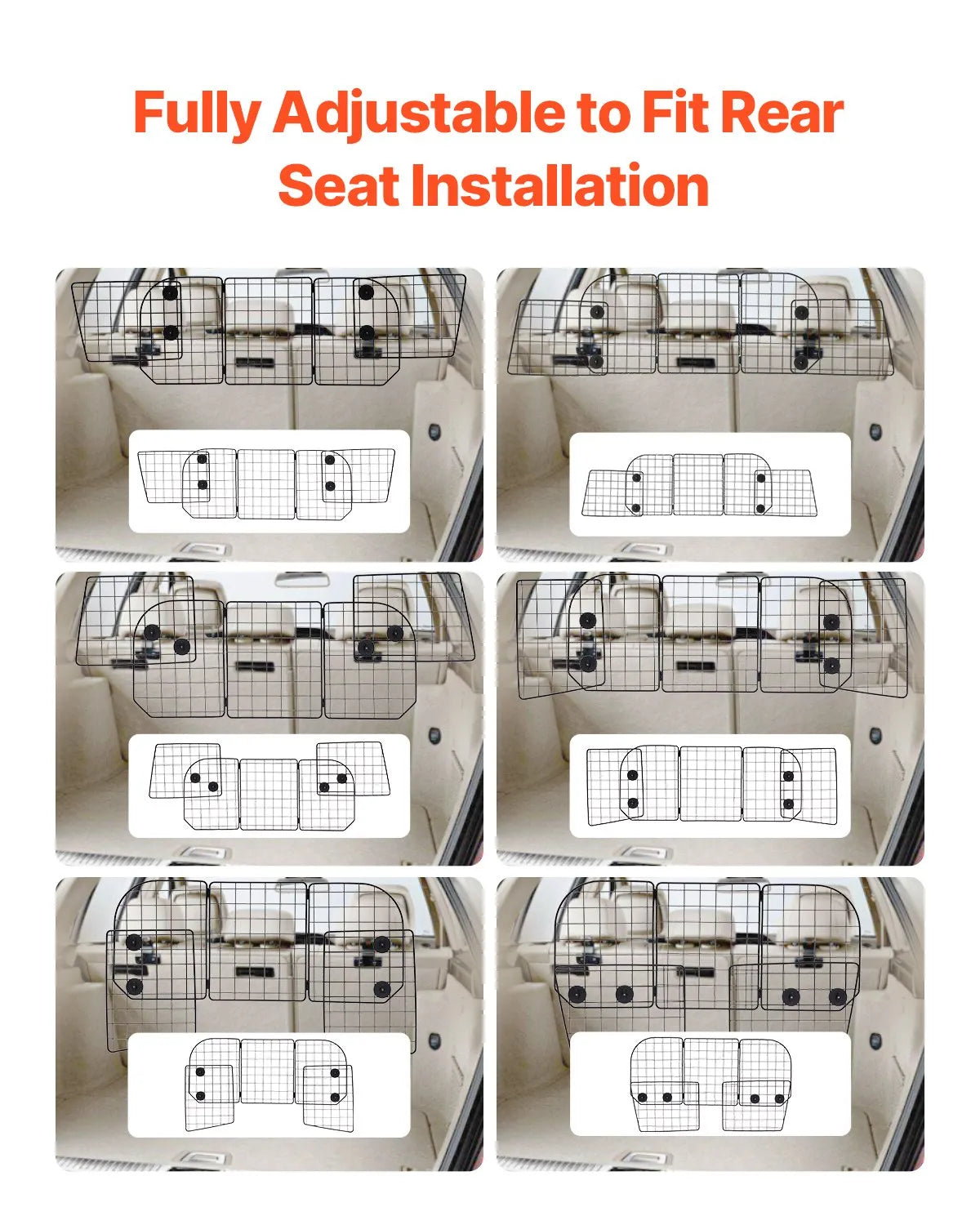 VEVOR Dog Car Barrier 38.5"-61.6" Adjustable Pet Divider Gate for Cargo Area