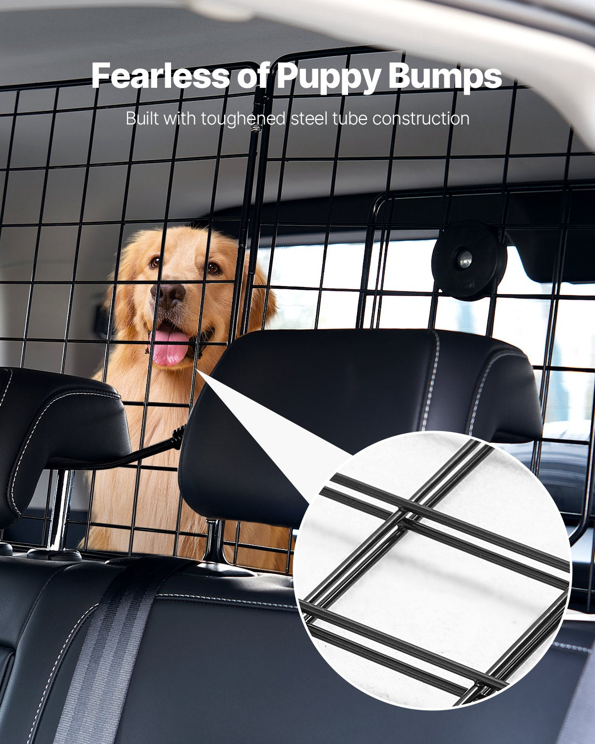 VEVOR Dog Car Barrier 36.6"-60" Adjustable Pet Divider Gate for Cargo Area 