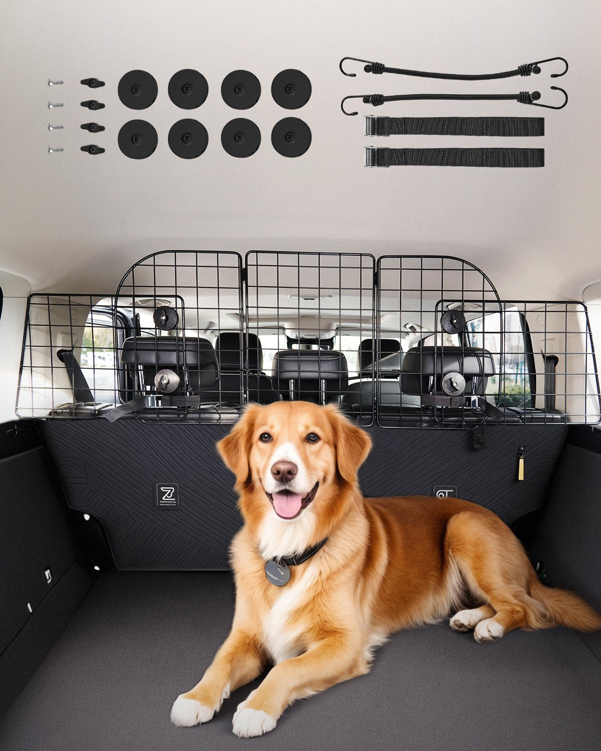 VEVOR Dog Car Barrier 36.6"-60" Adjustable Pet Divider Gate for Cargo Area 