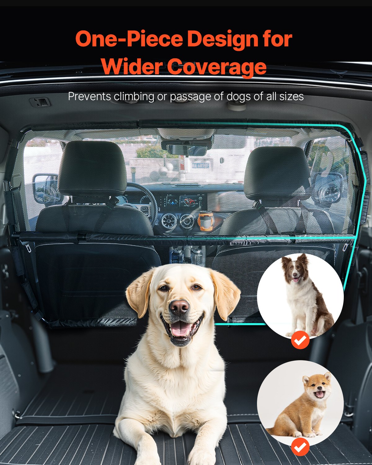 VEVOR Dog Car Barrier 56" Wide Front Seats Installation Car Divider for SUVs 