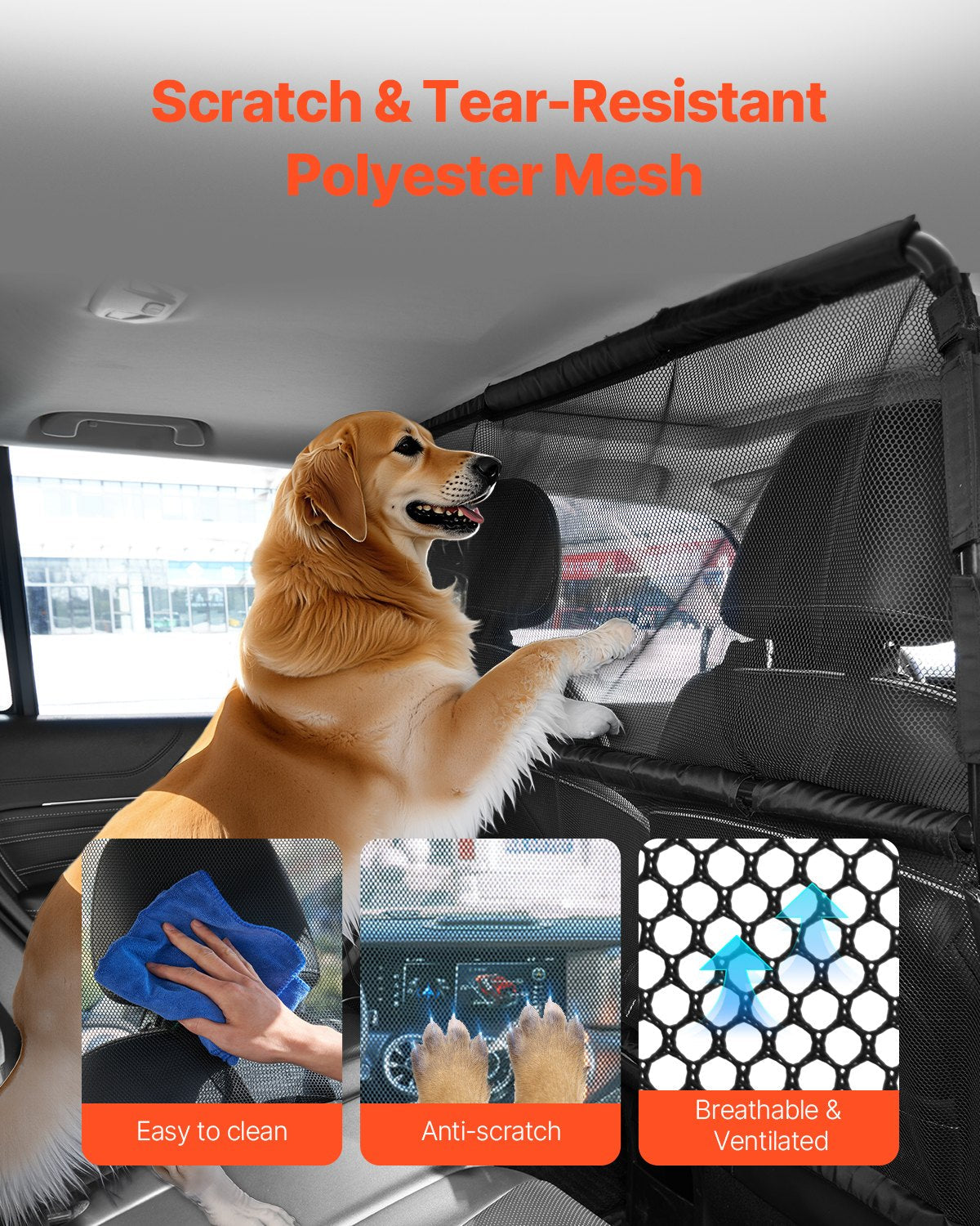VEVOR Dog Car Barrier 56" Wide Front Seats Installation Car Divider for SUVs 