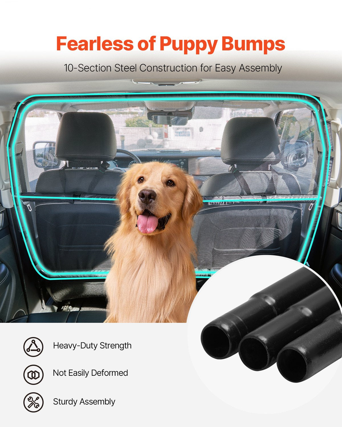 VEVOR Dog Car Barrier 56" Wide Front Seats Installation Car Divider for SUVs 