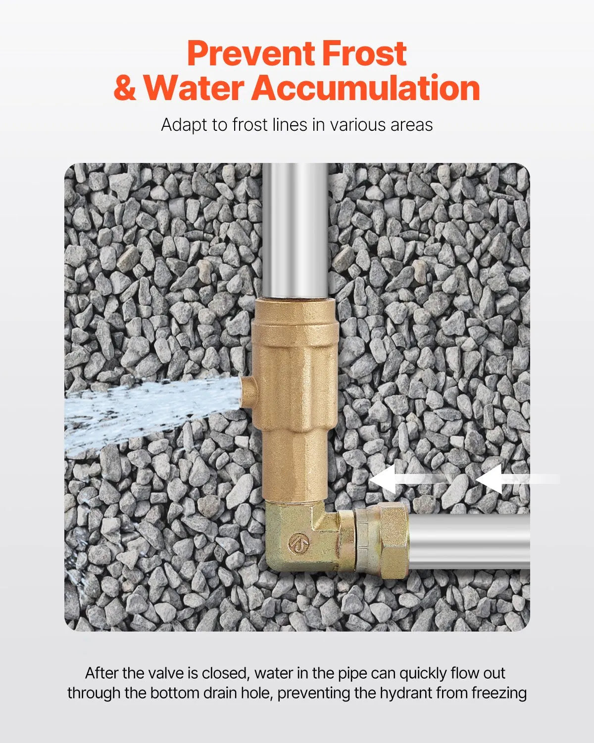 VEVOR Frost Proof Yard Hydrant 51'' Length 24" Bury Depth Heavy-Duty Cast Iron