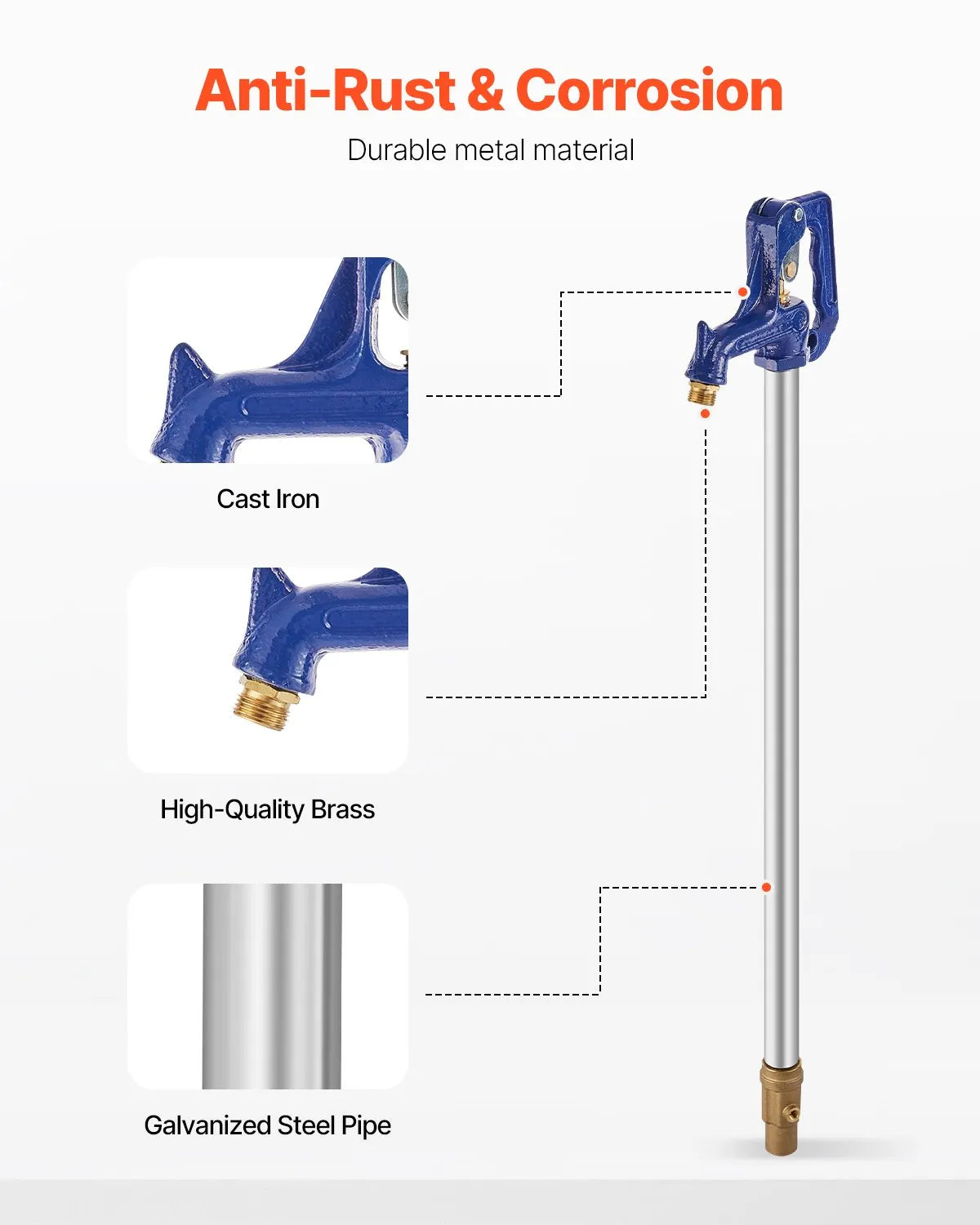VEVOR Frost Proof Yard Hydrant 51'' Length 24" Bury Depth Heavy-Duty Cast Iron