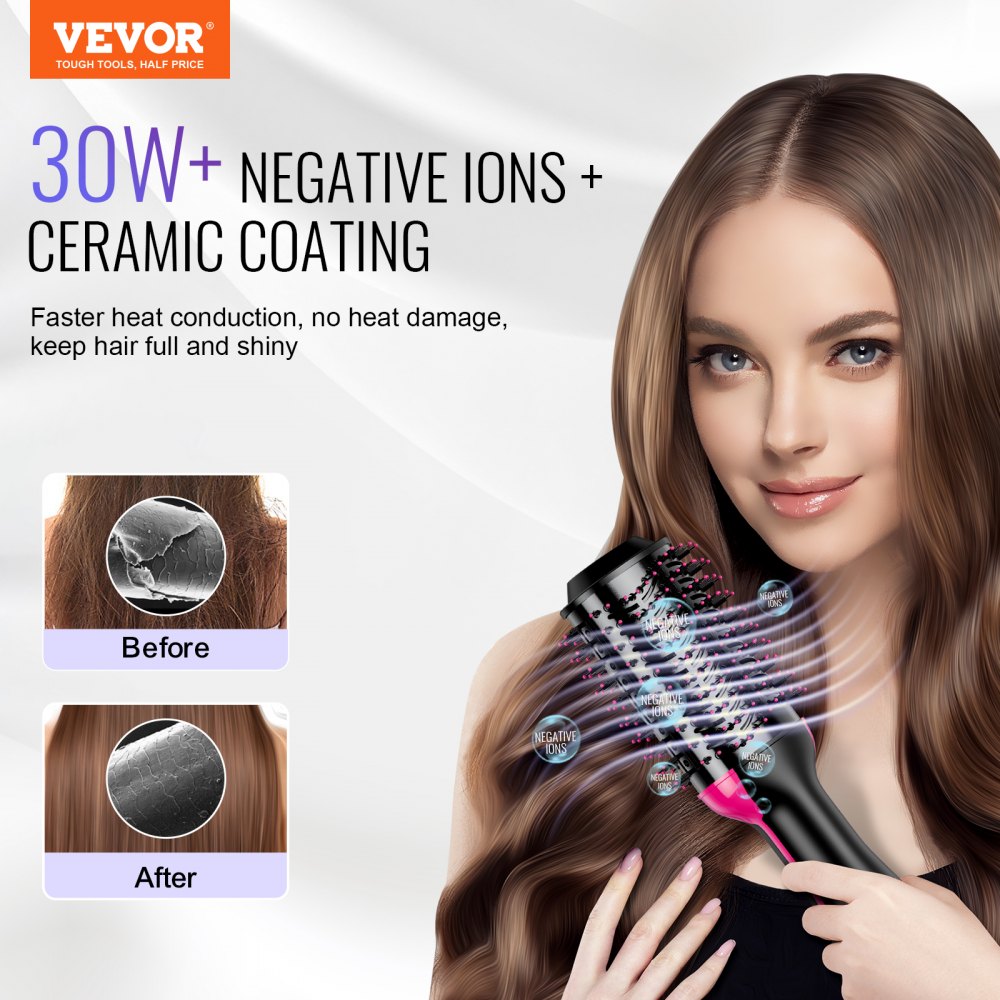 VEVOR Hair Blow Dryer Brush Ionic Hair Dryer and Styler with 2.95" Oval Barrel 