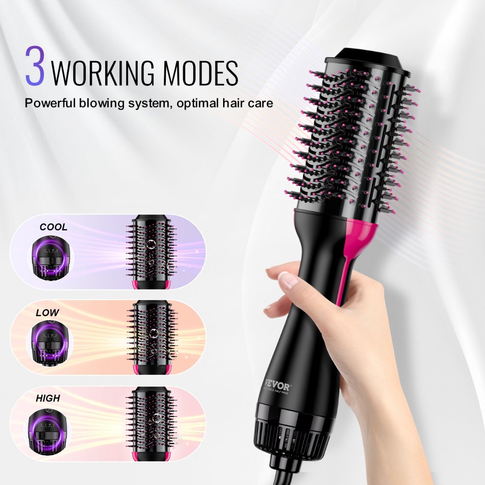 VEVOR Hair Blow Dryer Brush Ionic Hair Dryer and Styler with 2.95" Oval Barrel 
