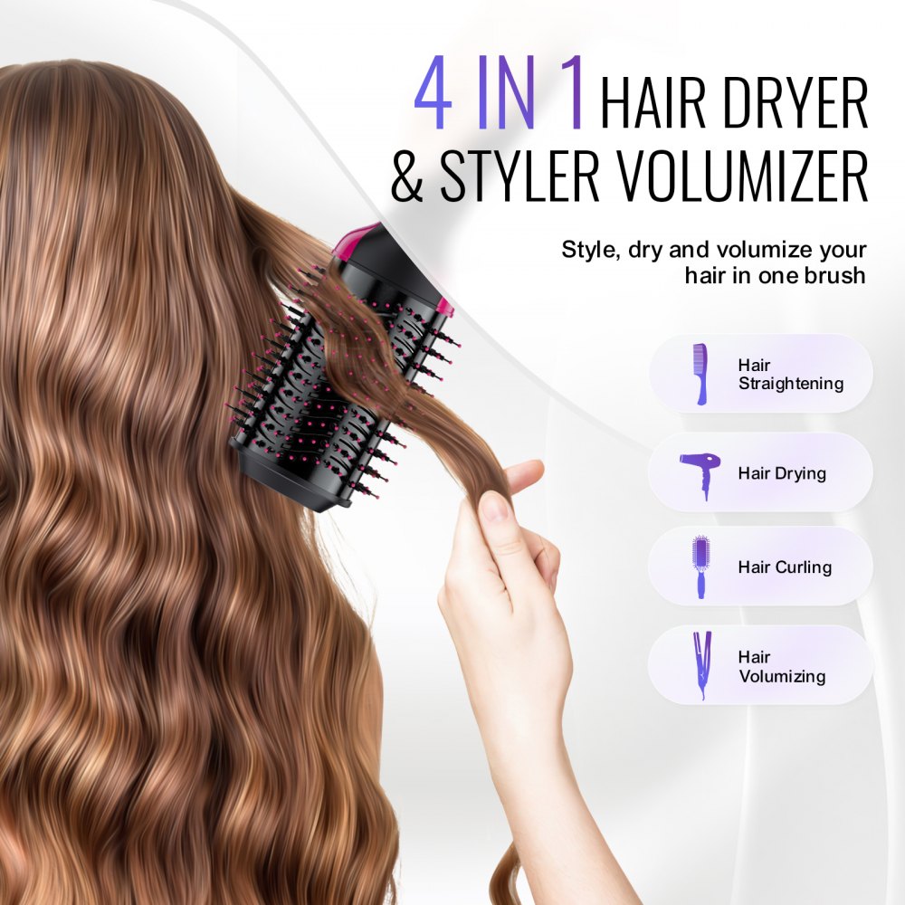 VEVOR Hair Blow Dryer Brush Ionic Hair Dryer and Styler with 2.95" Oval Barrel 