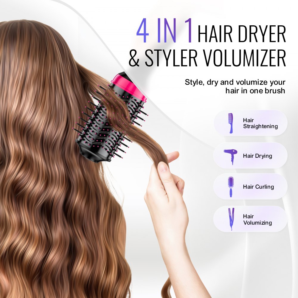 VEVOR Hair Blow Dryer Brush Ionic Hair Dryer and Styler with 2.56" Oval Barrel 