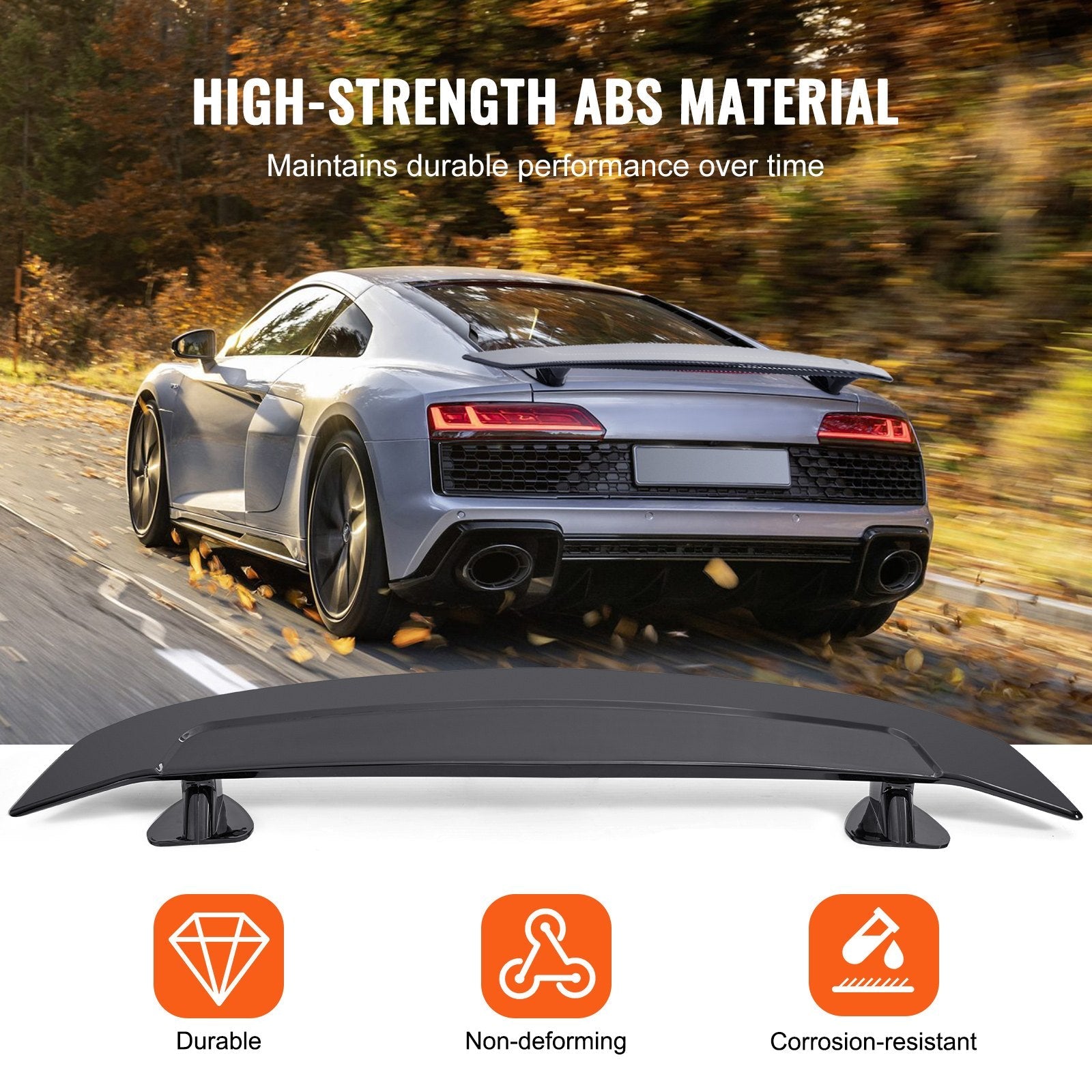 SKYSHALO GT Wing Car Spoiler, 46.3" Universal Fit, Suits Many Sedans & Coupes, Durable ABS Build, Rear Vehicle Spoiler, Racing Style BGW/JDM Drift, Sleek Gloss Black 