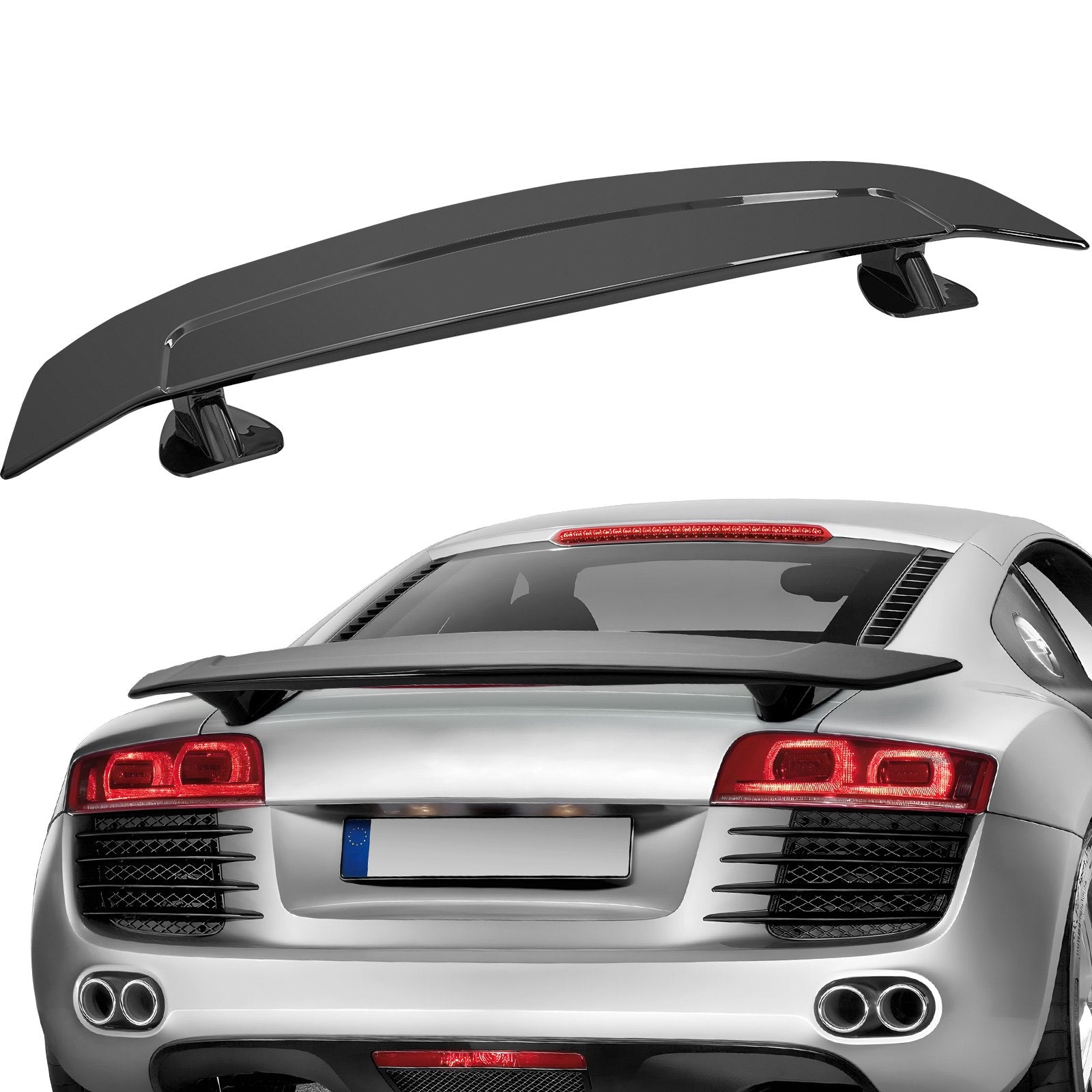 SKYSHALO GT Wing Car Spoiler, 46.3" Universal Fit, Suits Many Sedans & Coupes, Durable ABS Build, Rear Vehicle Spoiler, Racing Style BGW/JDM Drift, Sleek Gloss Black 