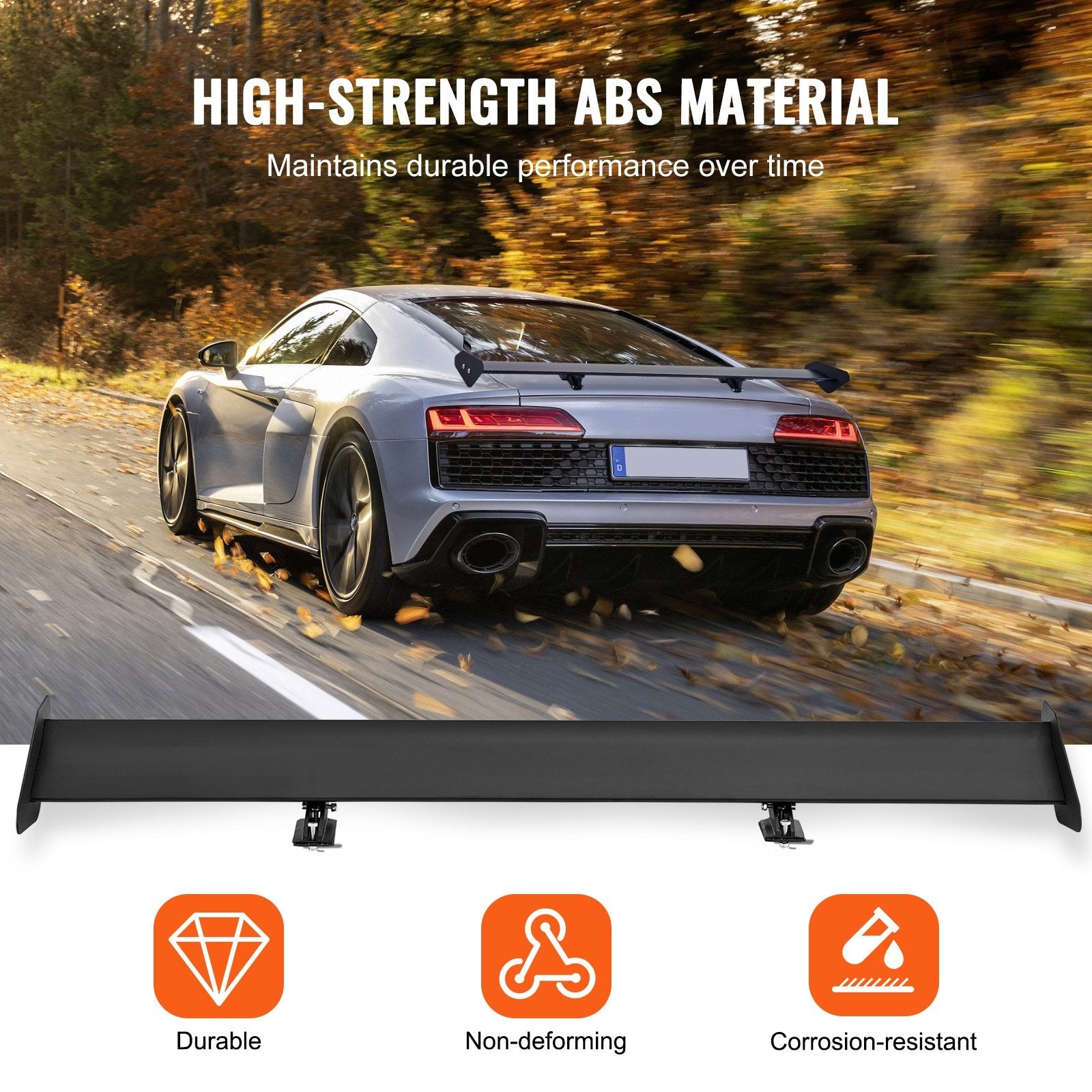 VEVOR GT Wing Car Spoiler, 43.3 inch Universal Spoiler with Single Deck, Adjustable Lightweight Aluminum, Car Rear Spoiler Wing, Racing Spoiler BGW/JDM Drift Black 