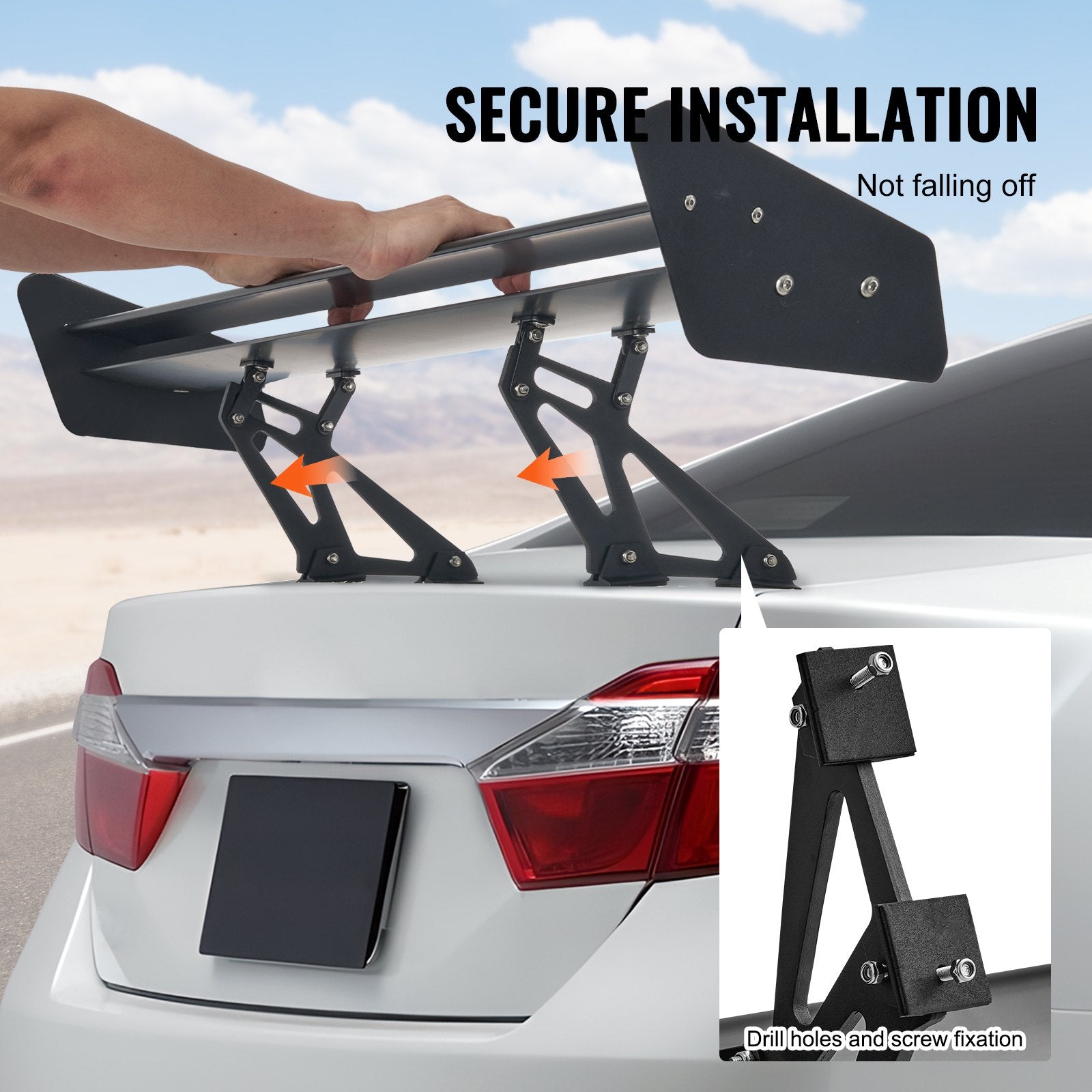VEVOR GT Wing Car Spoiler, 53.1 inch Universal Spoiler with Double Deck, Adjustable Lightweight Aluminum, Car Rear Spoiler Wing, Racing Spoiler BGW/JDM Drift Black 