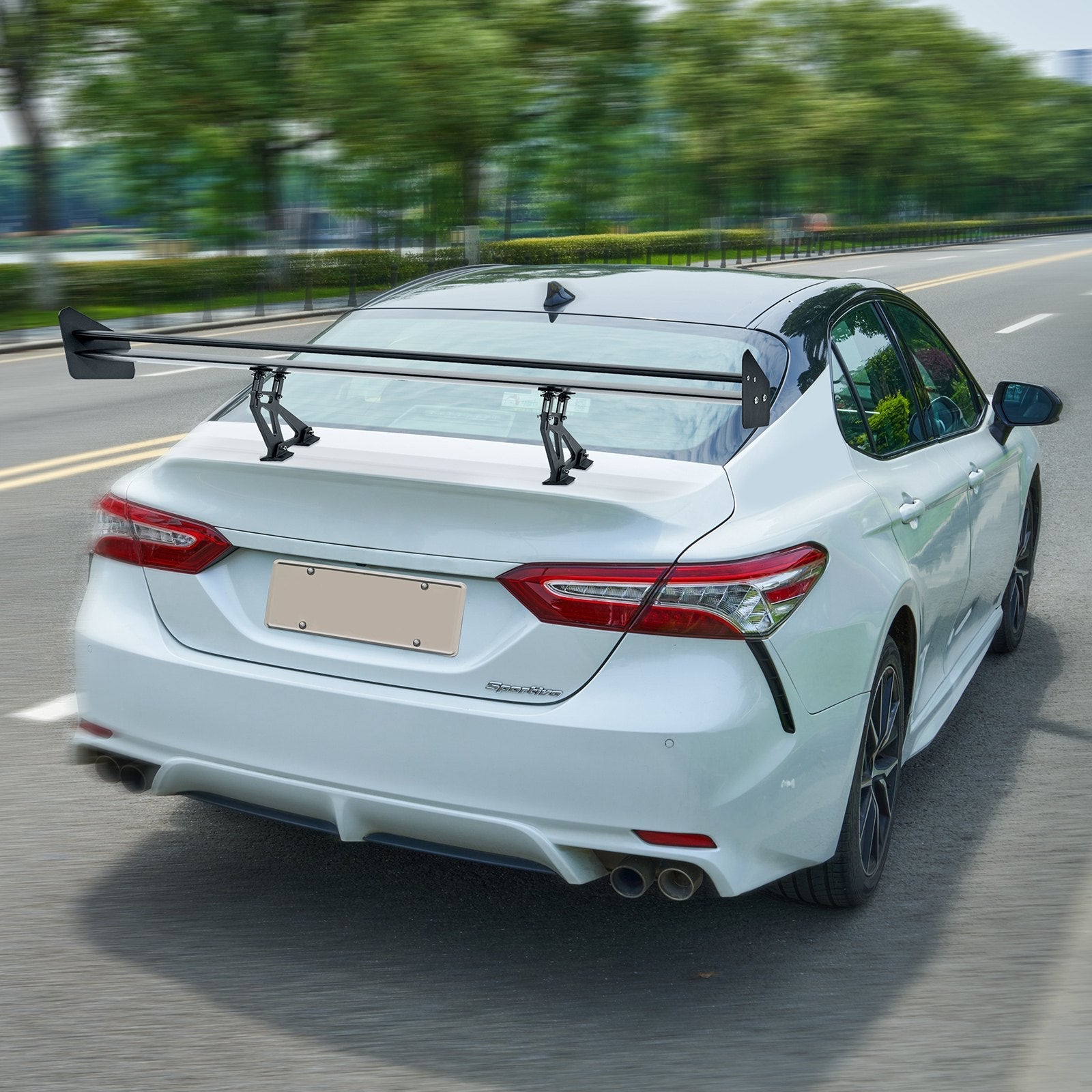 VEVOR GT Wing Car Spoiler, 53.1 inch Universal Spoiler with Double Deck, Adjustable Lightweight Aluminum, Car Rear Spoiler Wing, Racing Spoiler BGW/JDM Drift Black 
