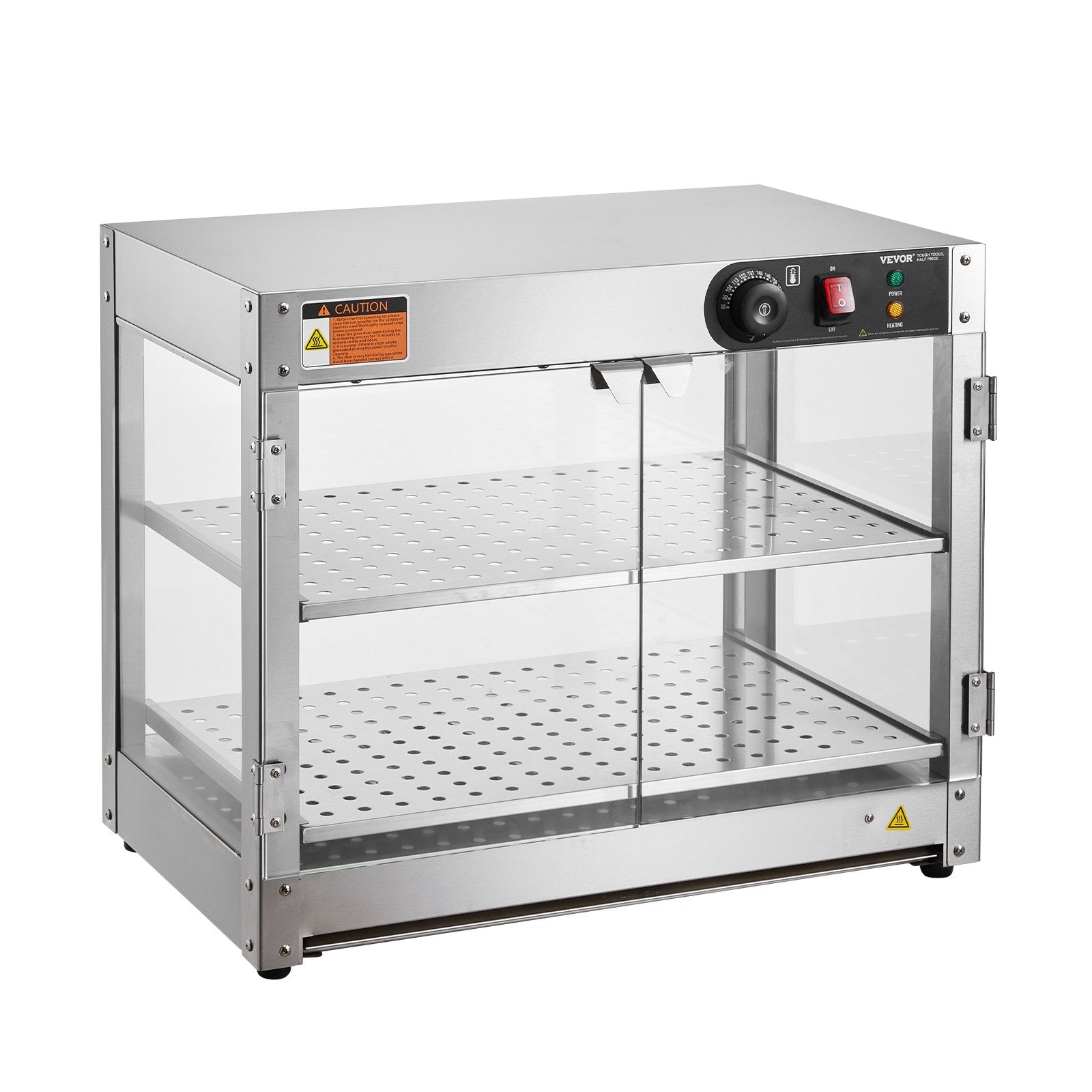 VEVOR 2-Tier Commercial Food Warmer Display Countertop Pizza Cabinet with Light 