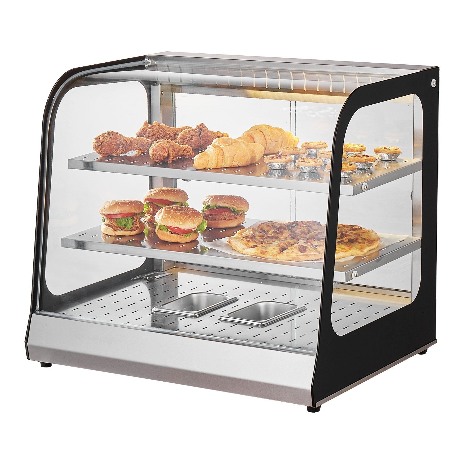VEVOR 2-Tier Commercial Food Warmer Display Countertop Pizza Cabinet with Tong 