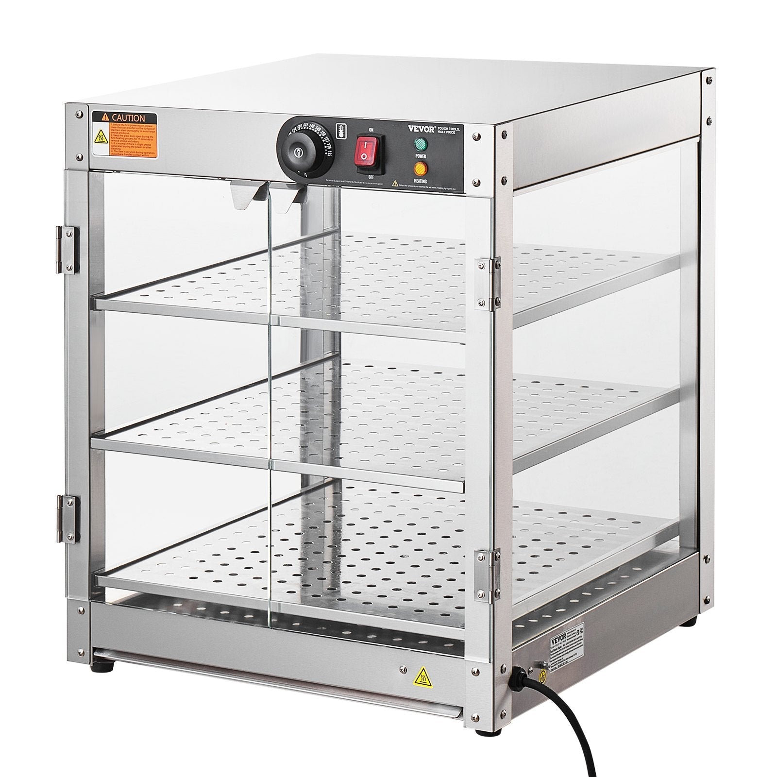 VEVOR 3-Tier Commercial Food Warmer Display Countertop Pizza Cabinet with Light 