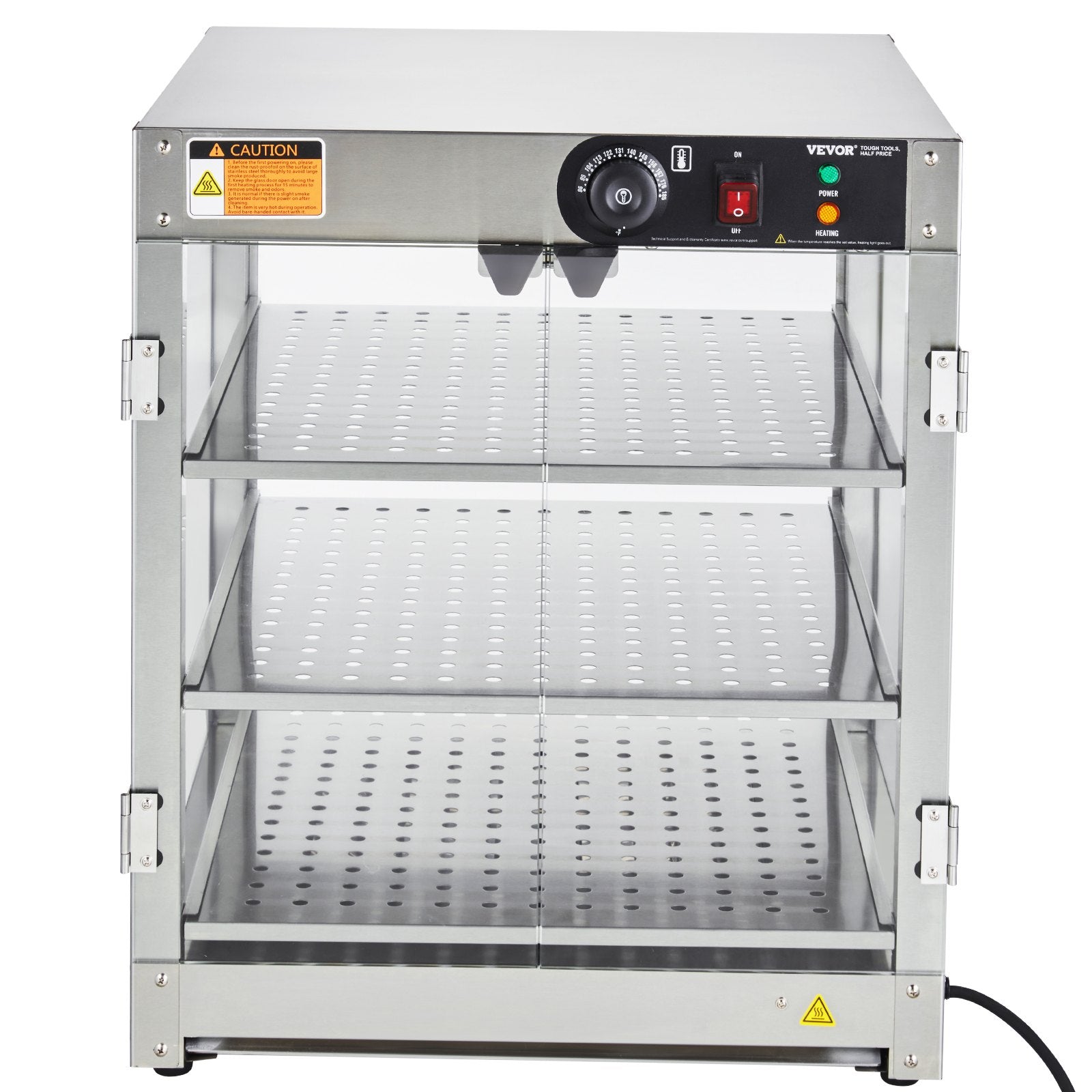 VEVOR 3-Tier Commercial Food Warmer Display Countertop Pizza Cabinet with Light 